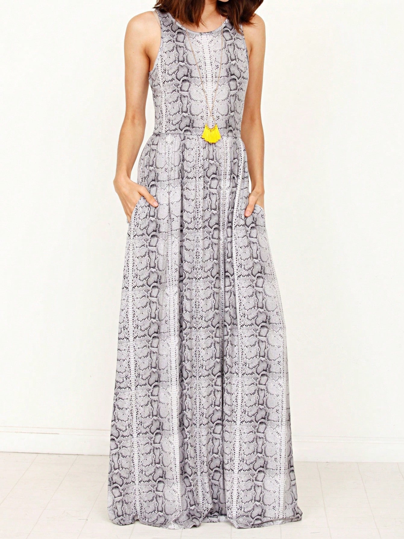 Boho Retro Polka Dot Rayon Mix Casual  Maxi Dress With Folded Cap Sleeve Side Pockets Versatile Summer Dress For Women