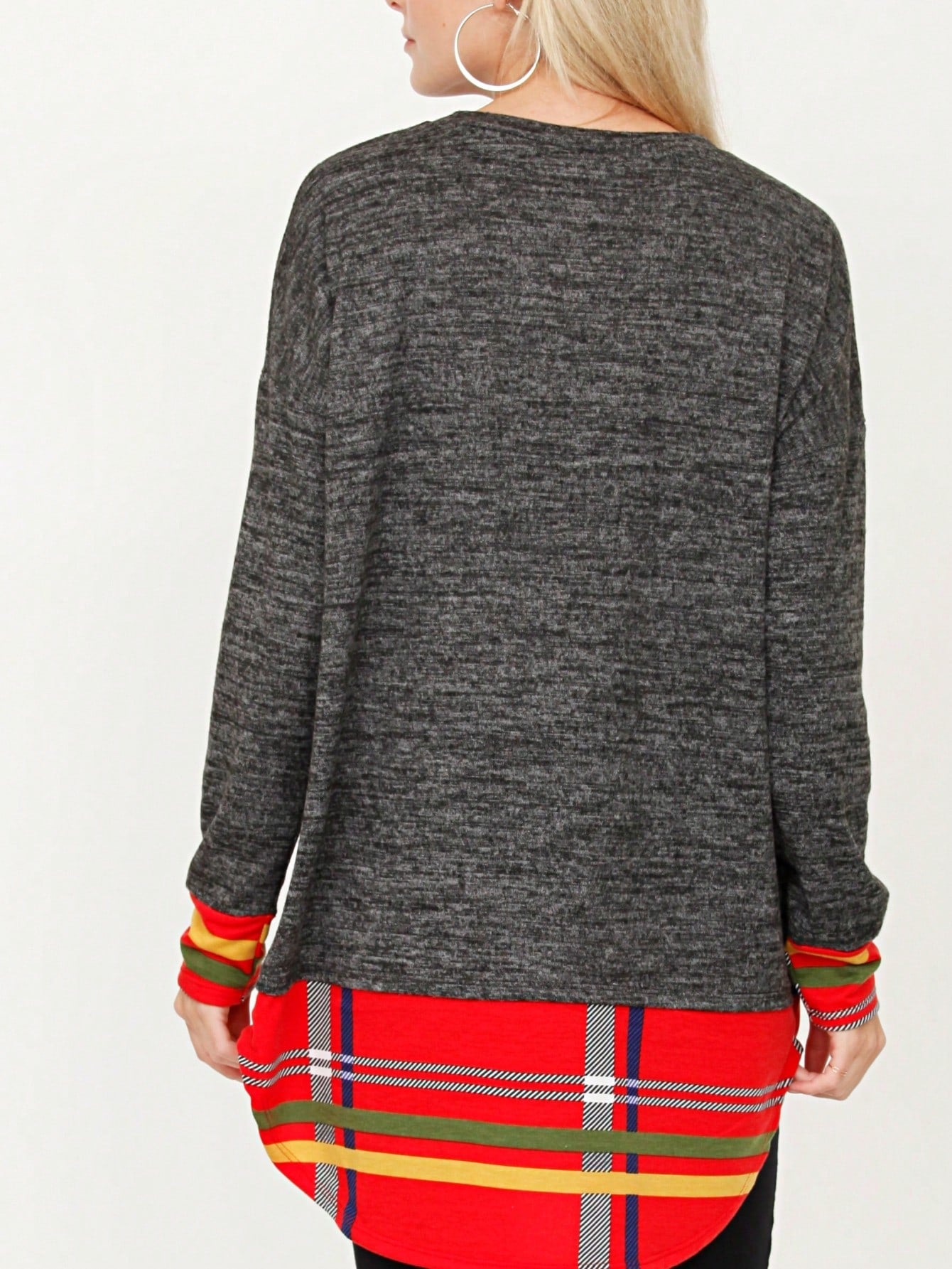 Boho Layered Floral Medallion plaid Crew Neck Cute, Small To Plus Extended Size