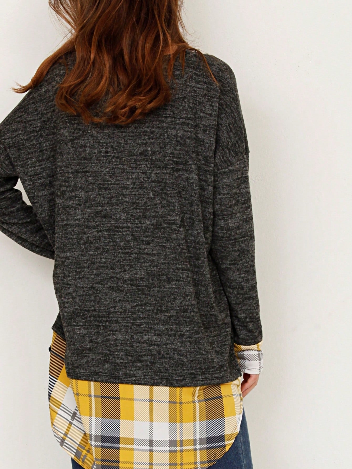 Boho Layered Floral Medallion plaid Crew Neck Cute, Small To Plus Extended Size