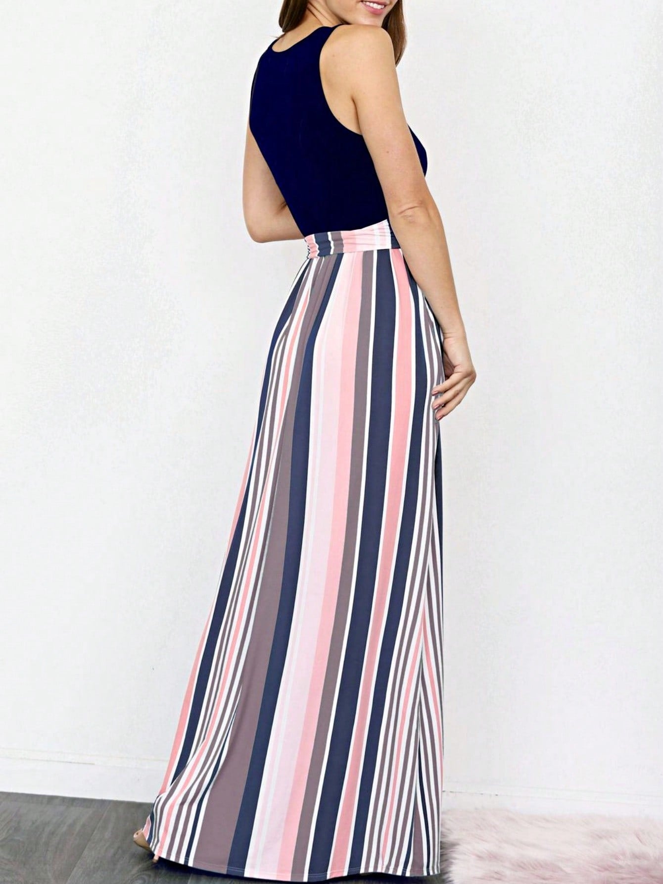 Elegant Floral Maxi Dress With Plunging Neckline Short Sleeve Surplice Sash Versatile Summer Dress For Women
