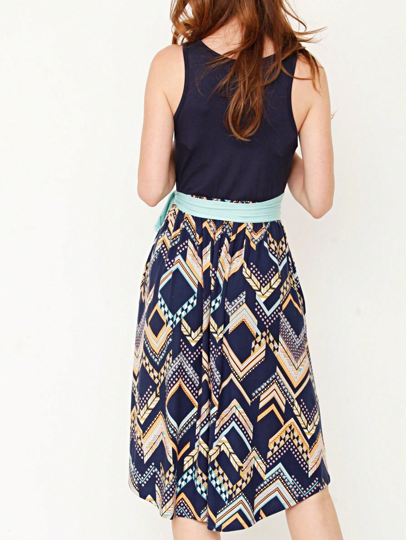 Contrast Surplice Ditsy Floral Midi Dress With Sash | 2 Colors | S-3X