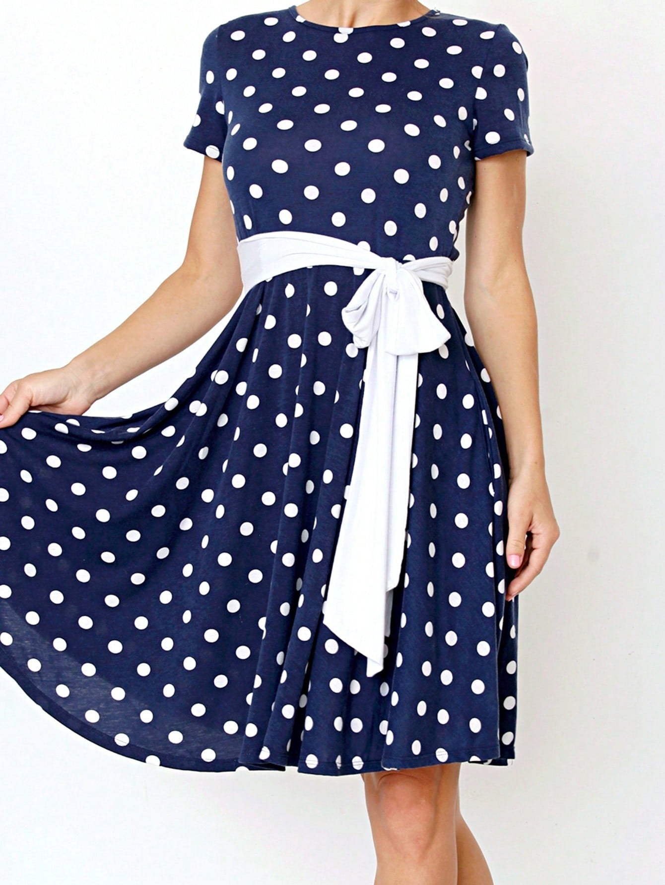 Contrast Surplice Ditsy Floral Midi Dress With Sash | 2 Colors | S-3X