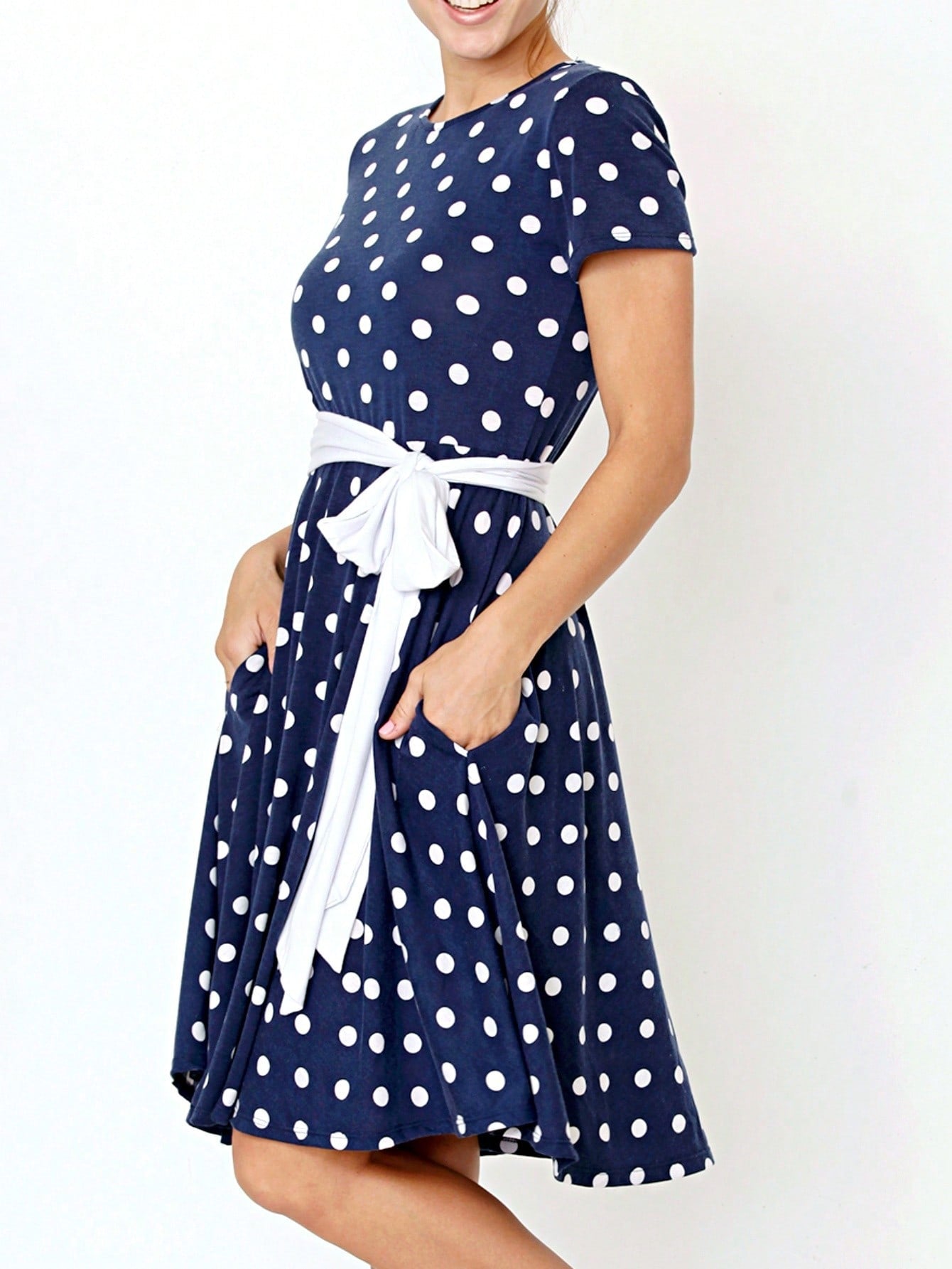 Contrast Surplice Ditsy Floral Midi Dress With Sash | 2 Colors | S-3X