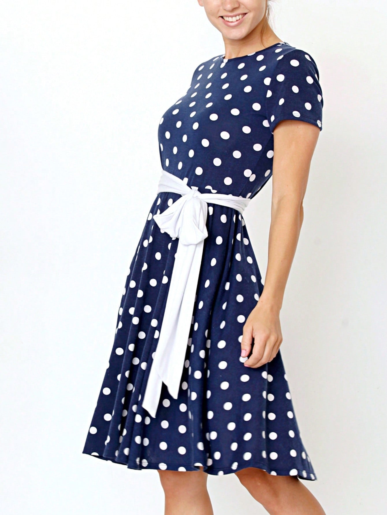 Contrast Surplice Ditsy Floral Midi Dress With Sash | 2 Colors | S-3X