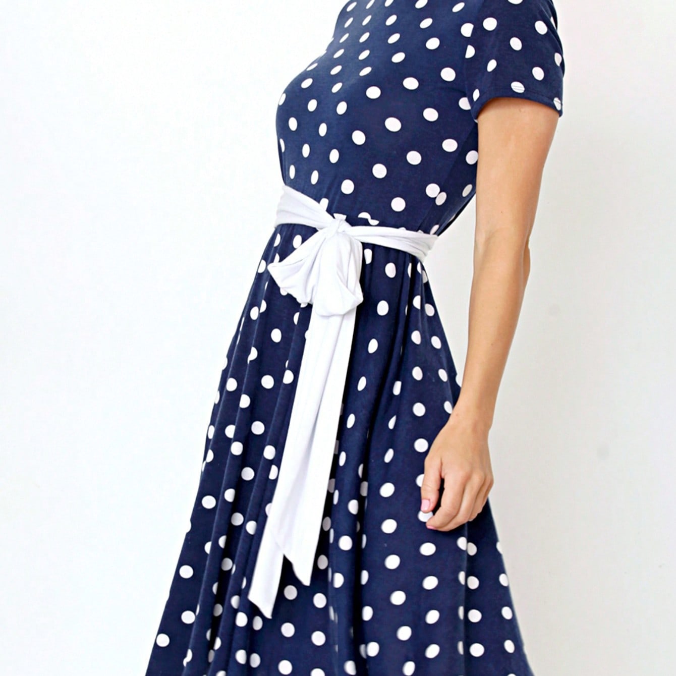 Contrast Surplice Ditsy Floral Midi Dress With Sash | 2 Colors | S-3X