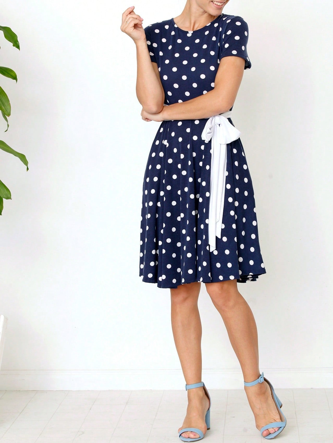 Contrast Surplice Ditsy Floral Midi Dress With Sash | 2 Colors | S-3X