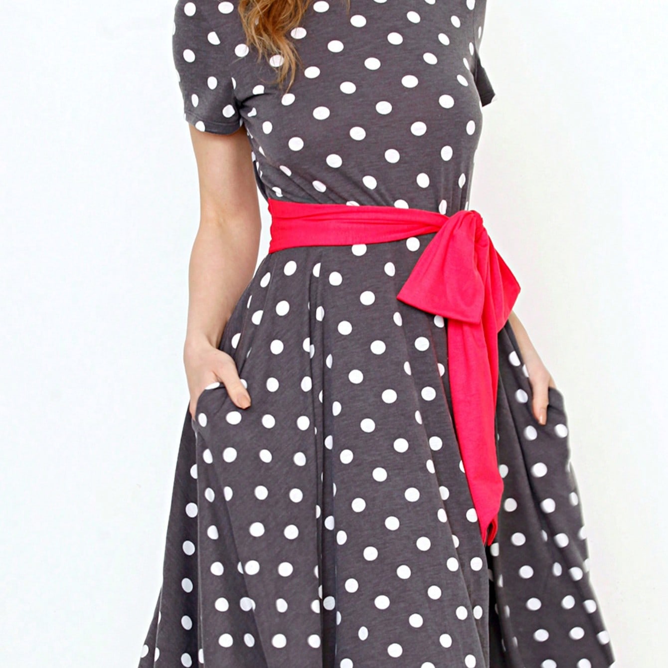 Contrast Surplice Ditsy Floral Midi Dress With Sash | 2 Colors | S-3X