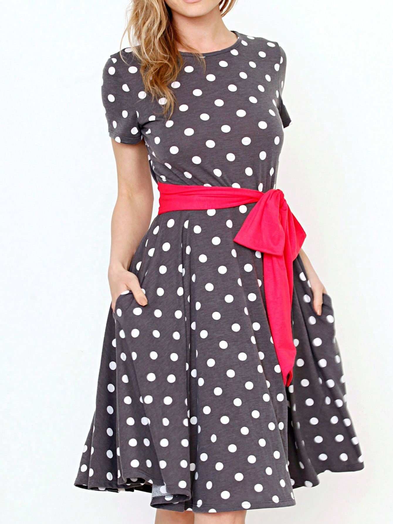 Contrast Surplice Ditsy Floral Midi Dress With Sash | 2 Colors | S-3X