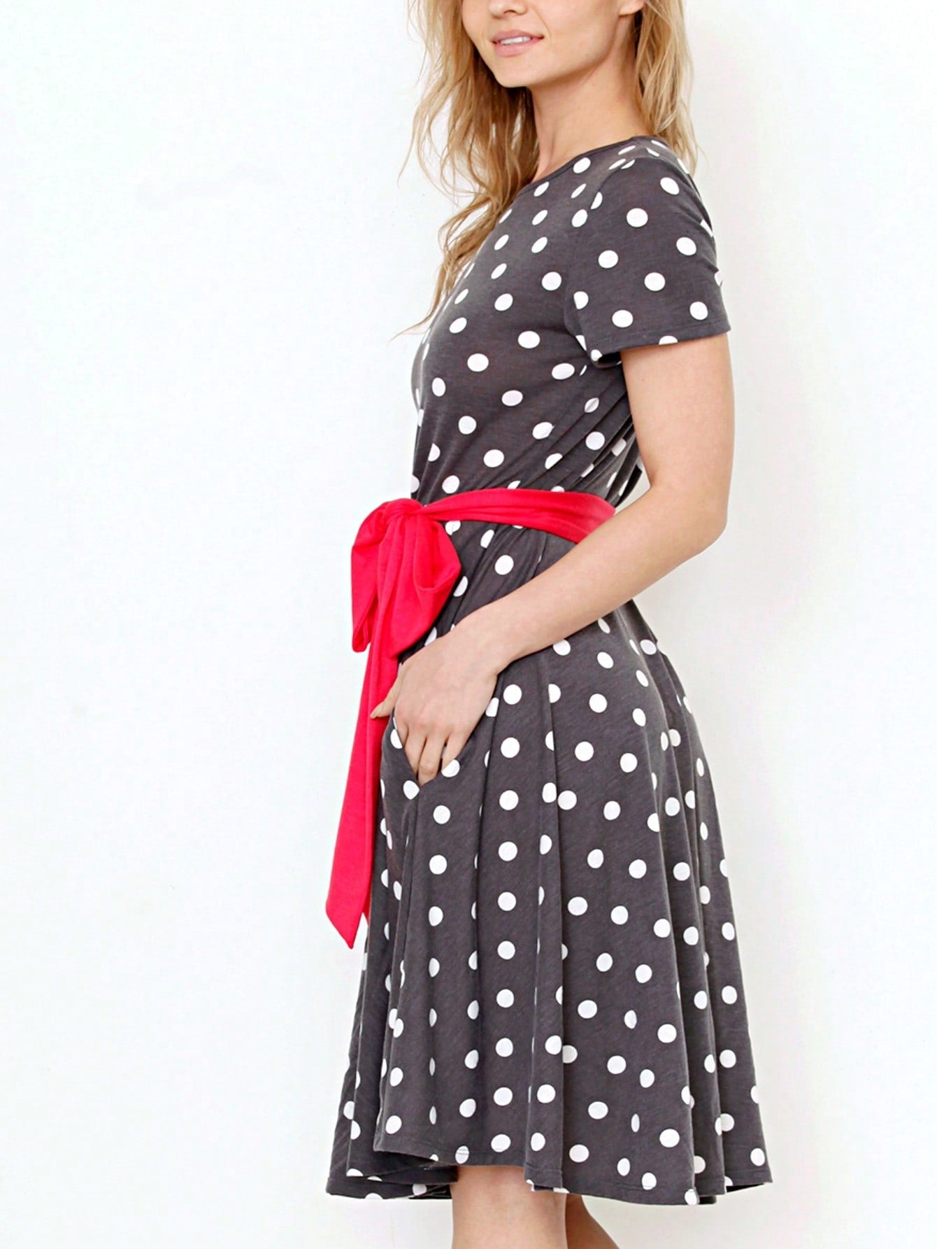 Contrast Surplice Ditsy Floral Midi Dress With Sash | 2 Colors | S-3X