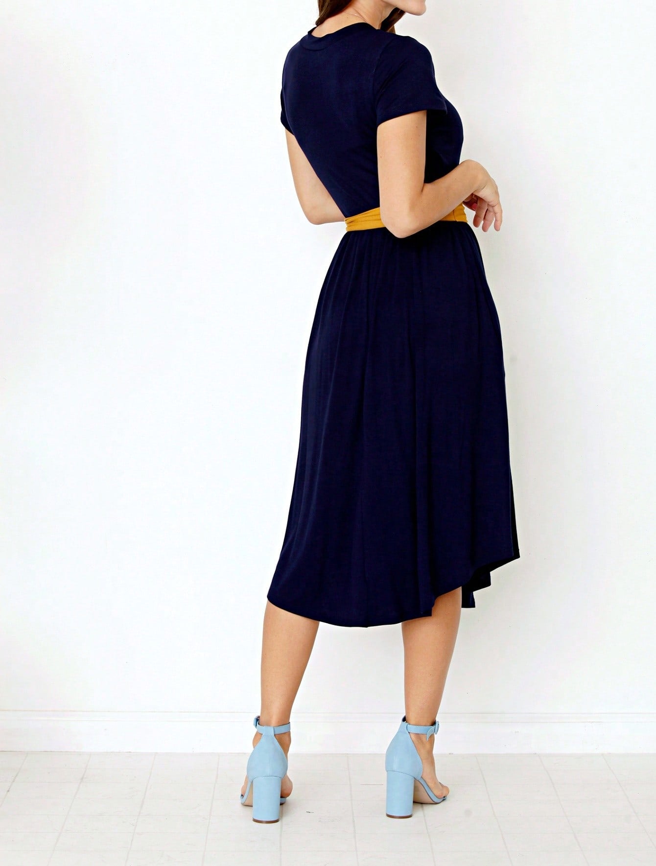 Contrast Surplice Ditsy Floral Midi Dress With Sash | 2 Colors | S-3X