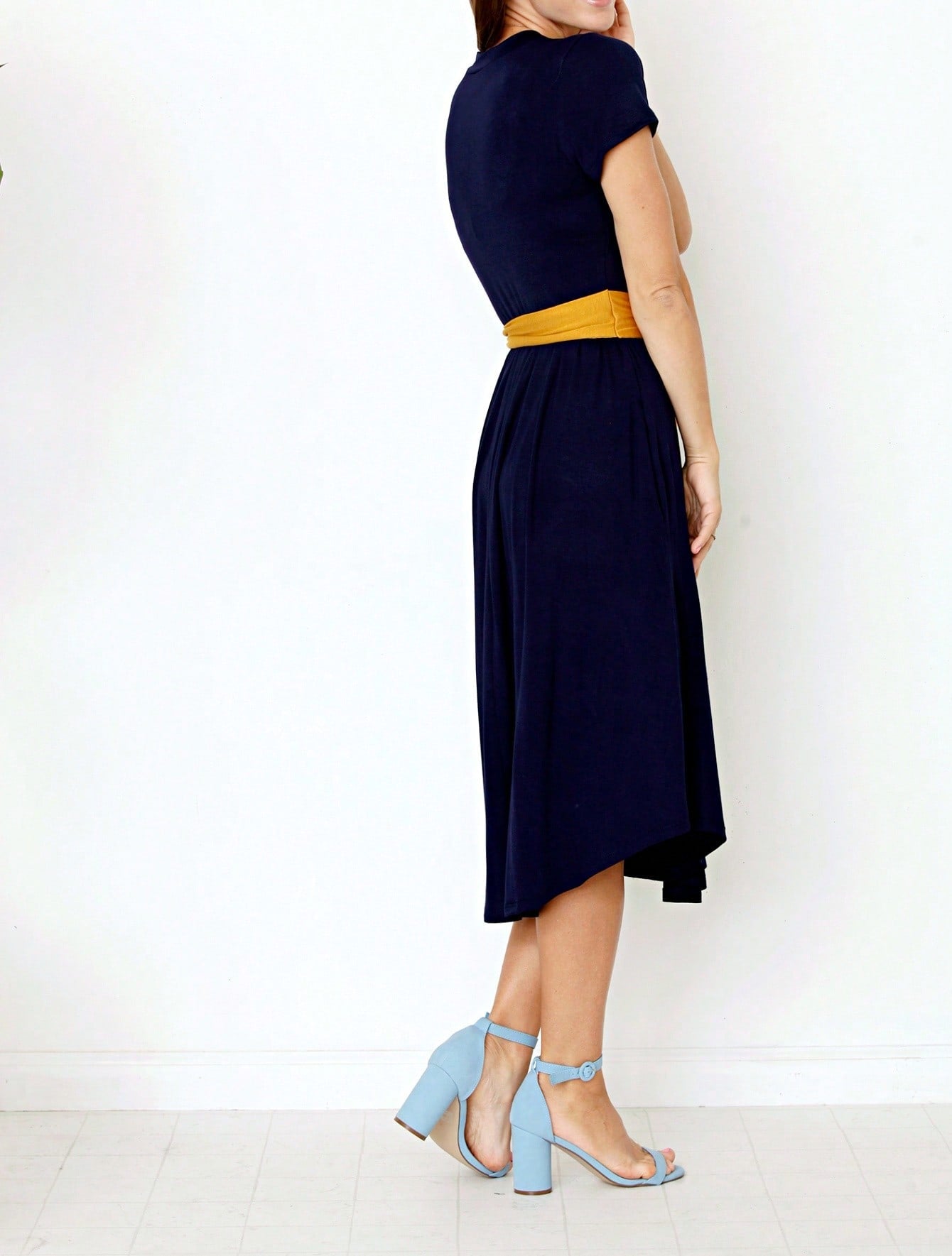 Contrast Surplice Ditsy Floral Midi Dress With Sash | 2 Colors | S-3X