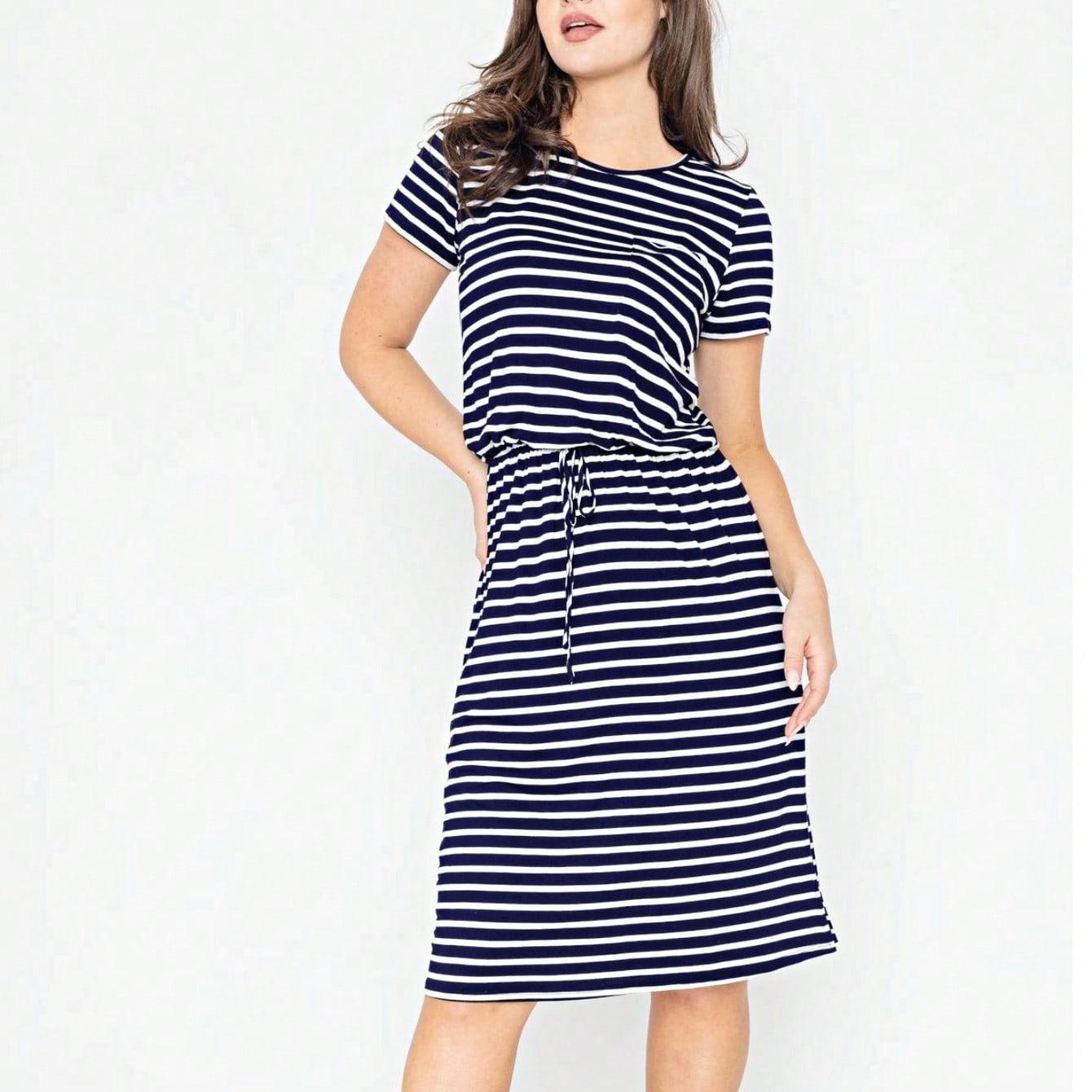 Boho Retro Gingham Rayon Summer Cool Soft Half Sleeve Ruffle Bell Stripe Midi Dress