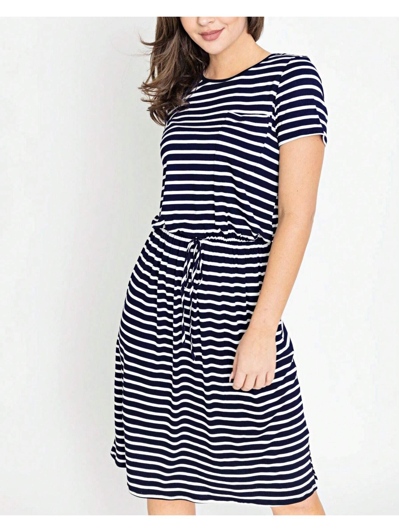 Boho Retro Gingham Rayon Summer Cool Soft Half Sleeve Ruffle Bell Stripe Midi Dress