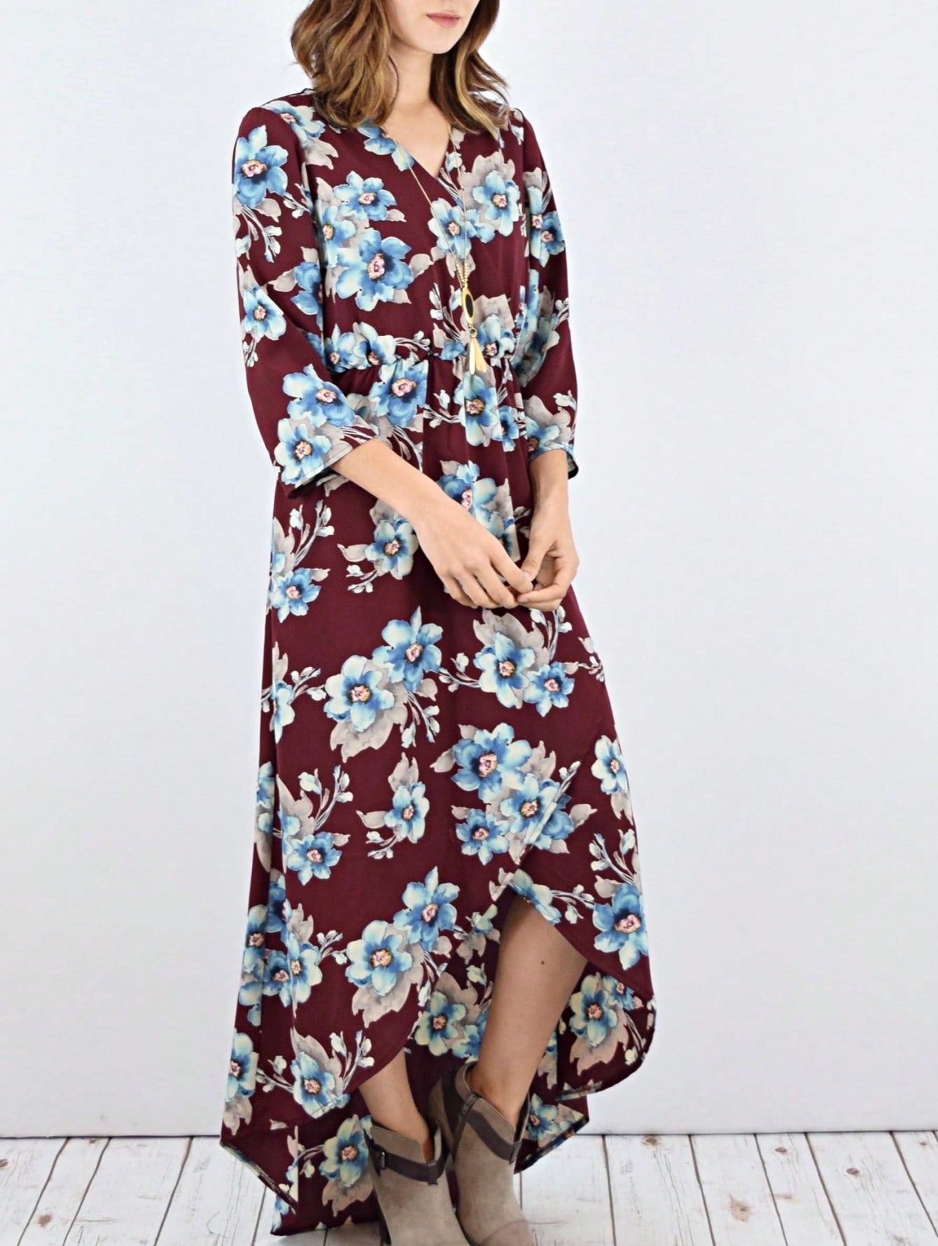 Boho Retro Polka Dot Rayon Mix Casual  Maxi Dress With Folded Cap Sleeve Side Pockets Versatile Summer Dress For Women