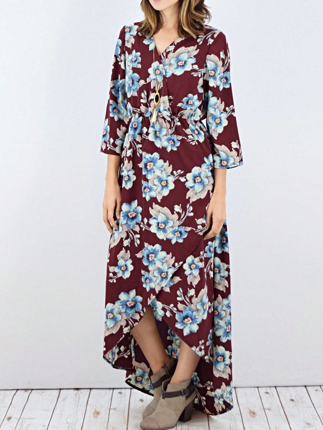 Boho Retro Polka Dot Rayon Mix Casual  Maxi Dress With Folded Cap Sleeve Side Pockets Versatile Summer Dress For Women
