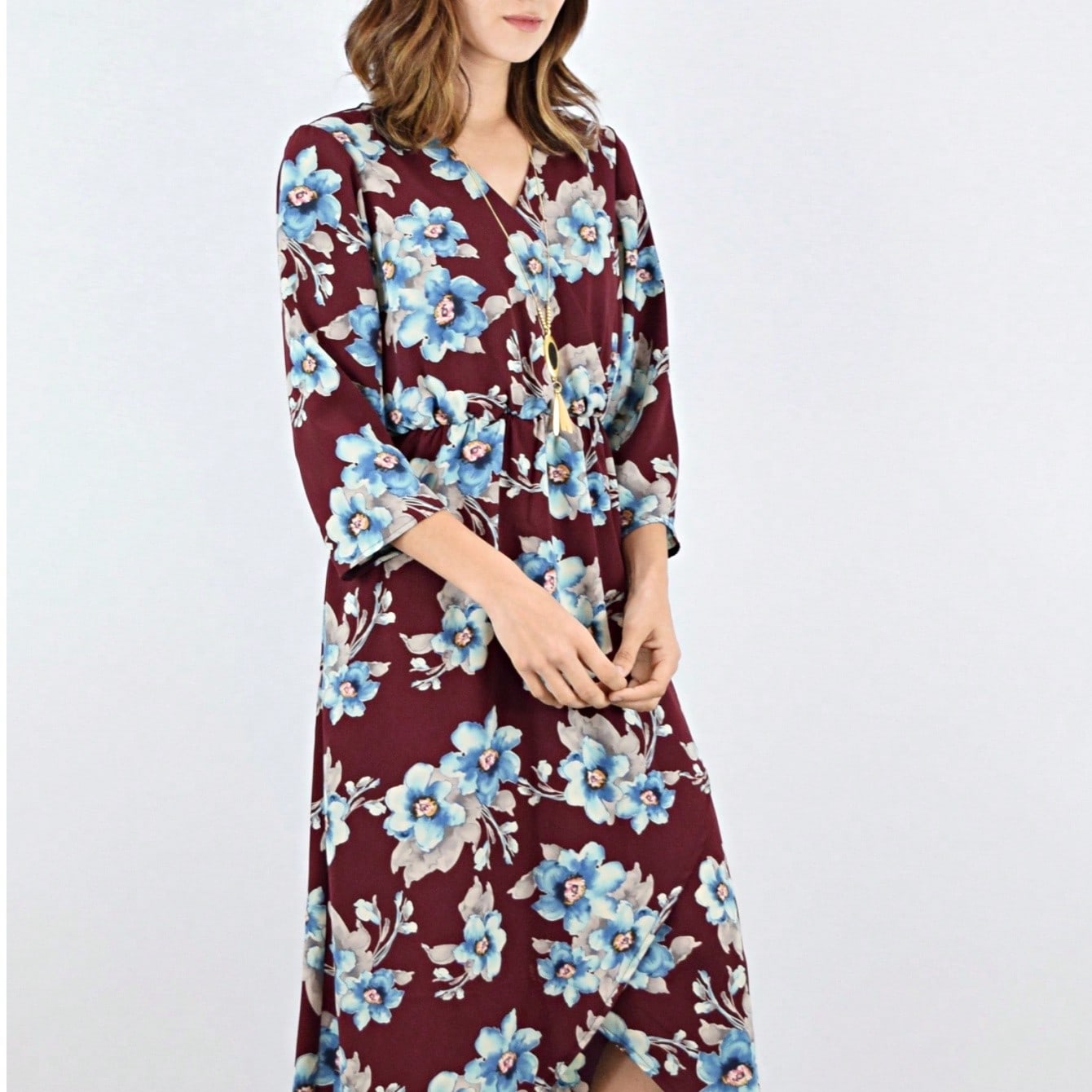 Boho Retro Polka Dot Rayon Mix Casual  Maxi Dress With Folded Cap Sleeve Side Pockets Versatile Summer Dress For Women