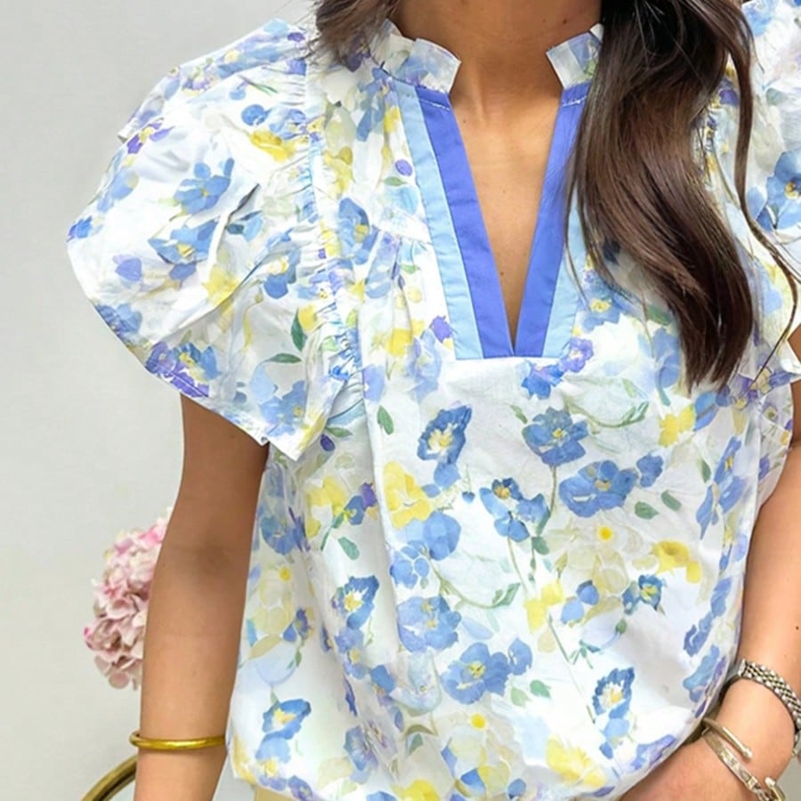 Boho Retro Cotton 90's Crochet V Neck Lace Loose Knit  Button Top Shirt Blouse