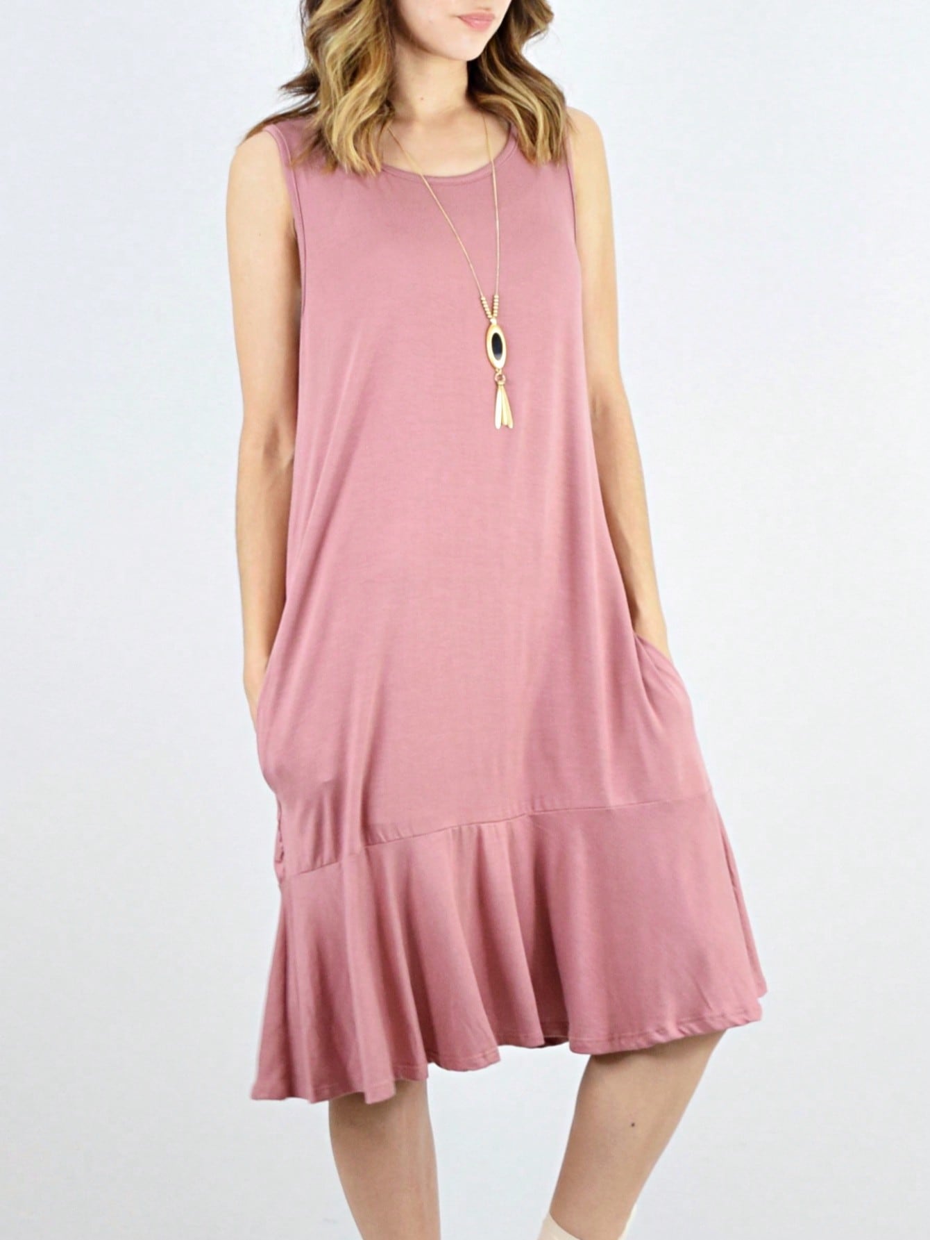 Vintage Boho Summer Fall Pink Teal Polka Dot Stripe Shift Swing Tiered Sleeveless Southern Midi Dress | Small-3 XL Plus