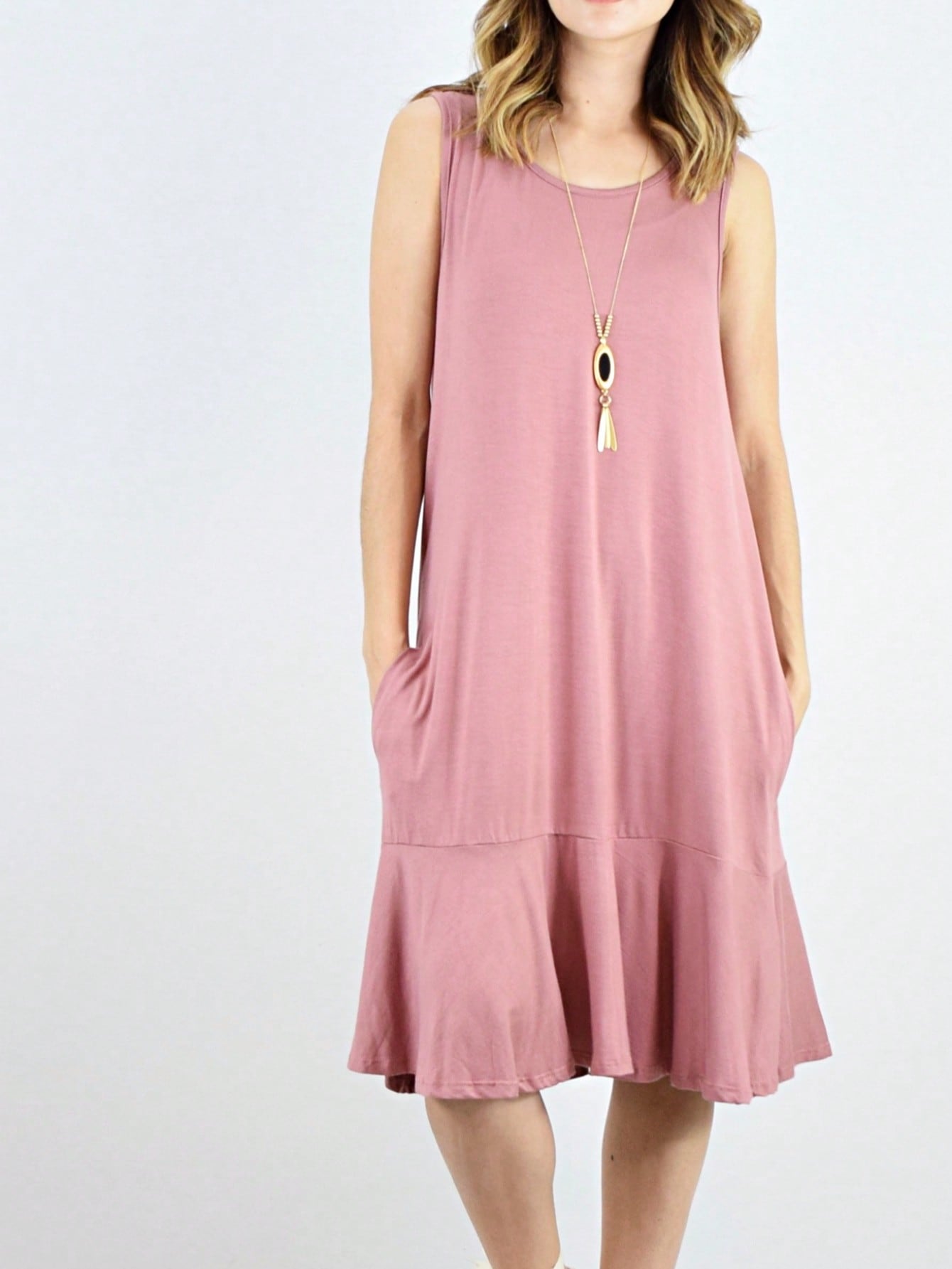 Vintage Boho Summer Fall Pink Teal Polka Dot Stripe Shift Swing Tiered Sleeveless Southern Midi Dress | Small-3 XL Plus