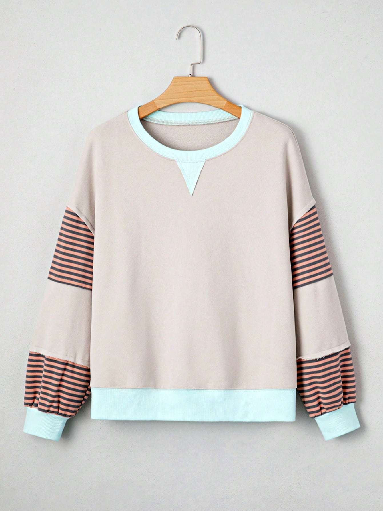 Boho Retro Cream Beige Vintage 90's Star Jean Patch Cotton Mix Long Sleeve Top Pull Over Dolman Sleeve Sweatshirt Pullover