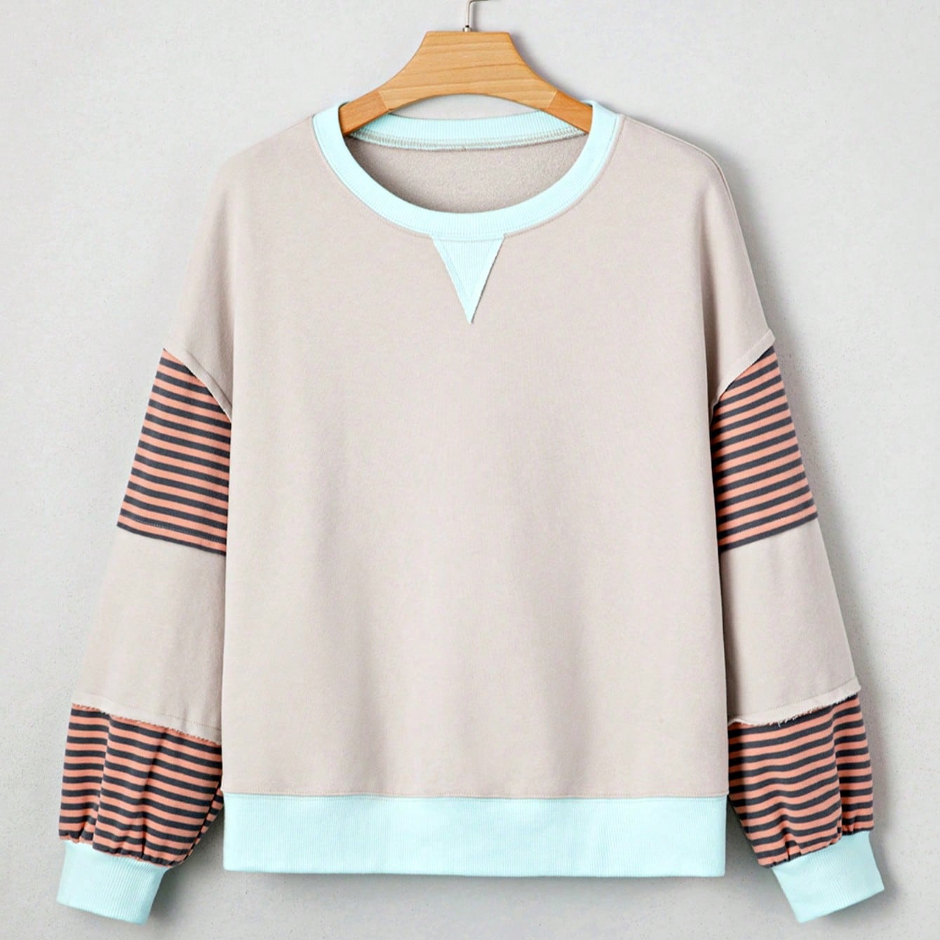 Boho Retro Cream Beige Vintage 90's Star Jean Patch Cotton Mix Long Sleeve Top Pull Over Dolman Sleeve Sweatshirt Pullover