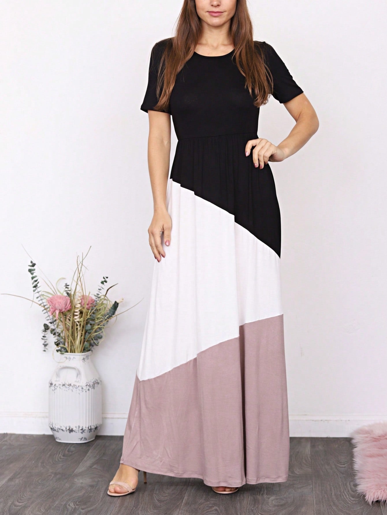 Elegant Stripe Maxi Dress With Side Pockets Versatile Summer Dress For Women