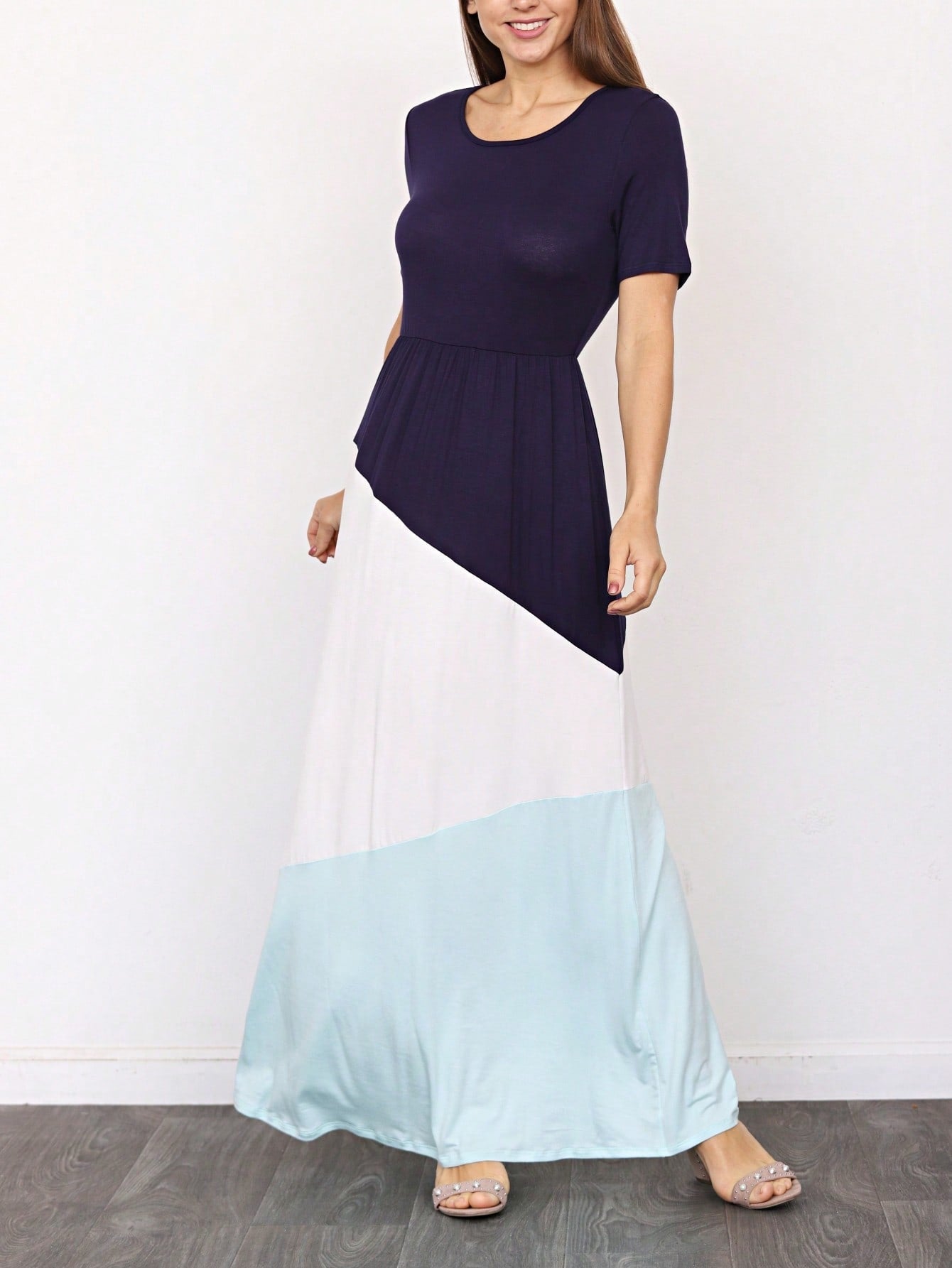 Elegant Stripe Maxi Dress With Side Pockets Versatile Summer Dress For Women