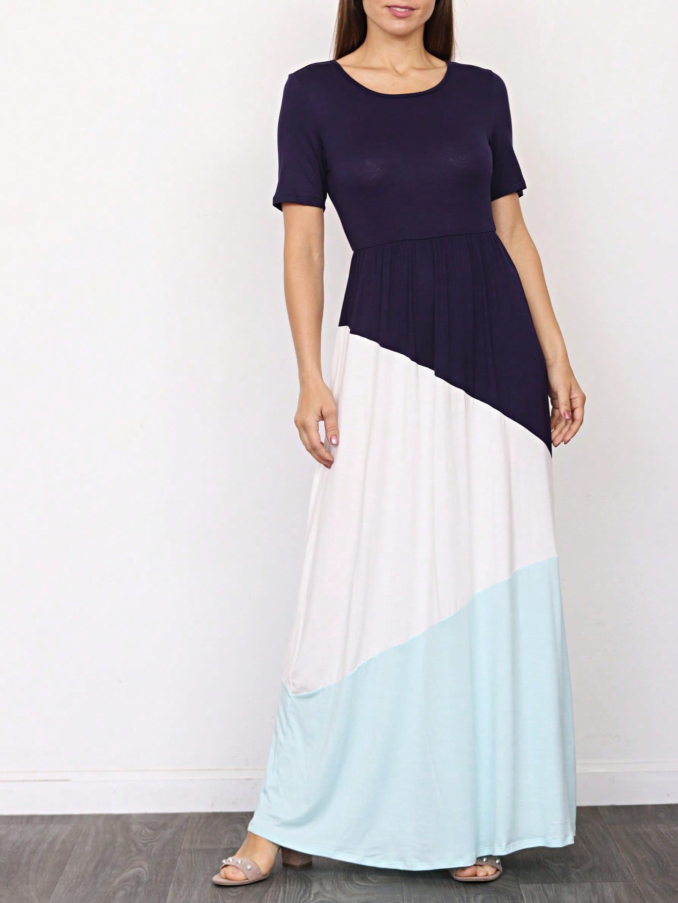 Elegant Stripe Maxi Dress With Side Pockets Versatile Summer Dress For Women