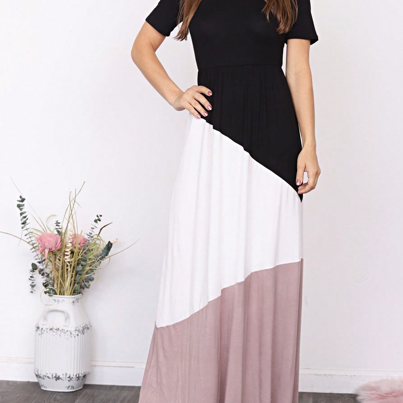 Elegant Stripe Maxi Dress With Side Pockets Versatile Summer Dress For Women