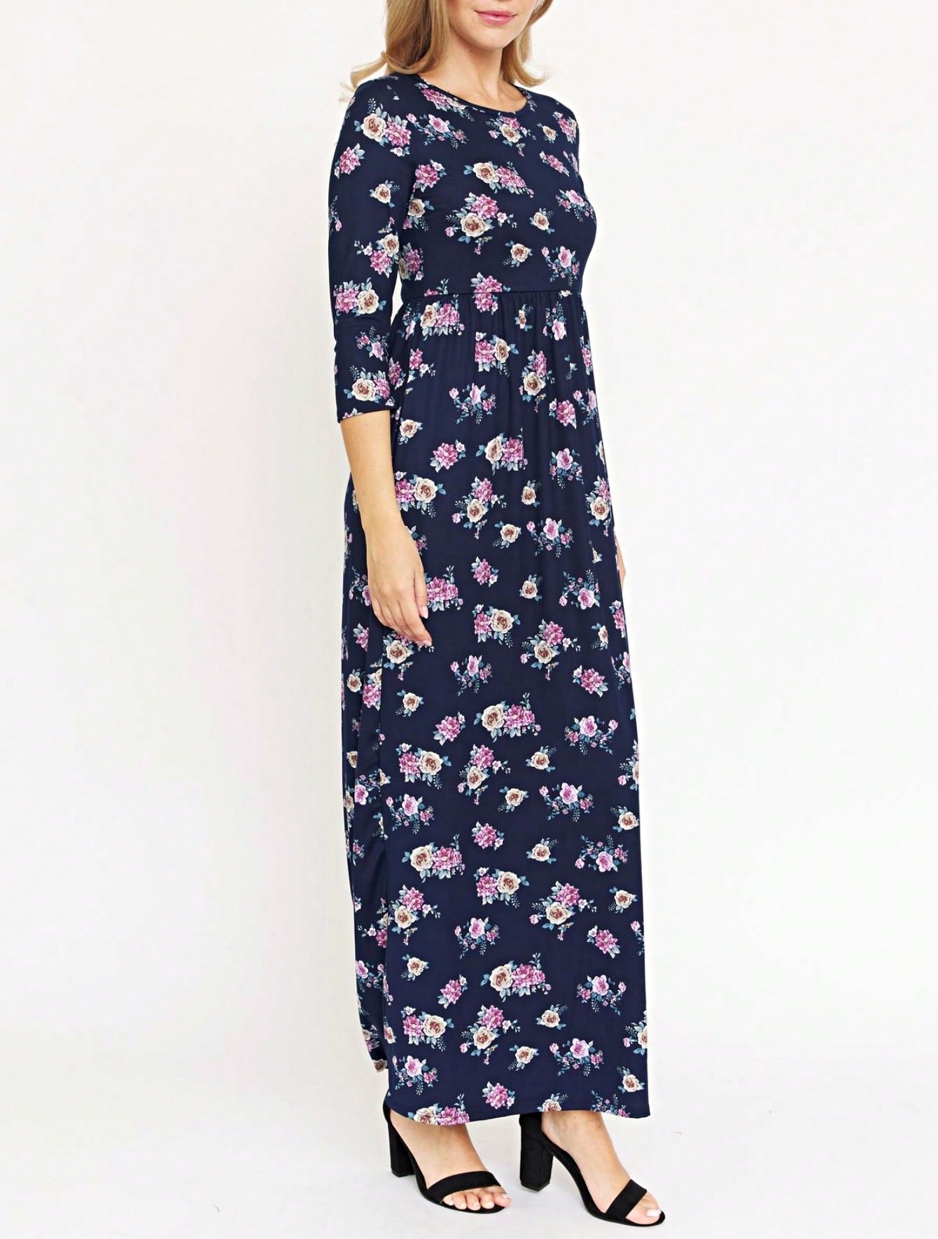 Tiered Tropical Short Sleeve Leaves Floral  Maxi Long Woven Dress