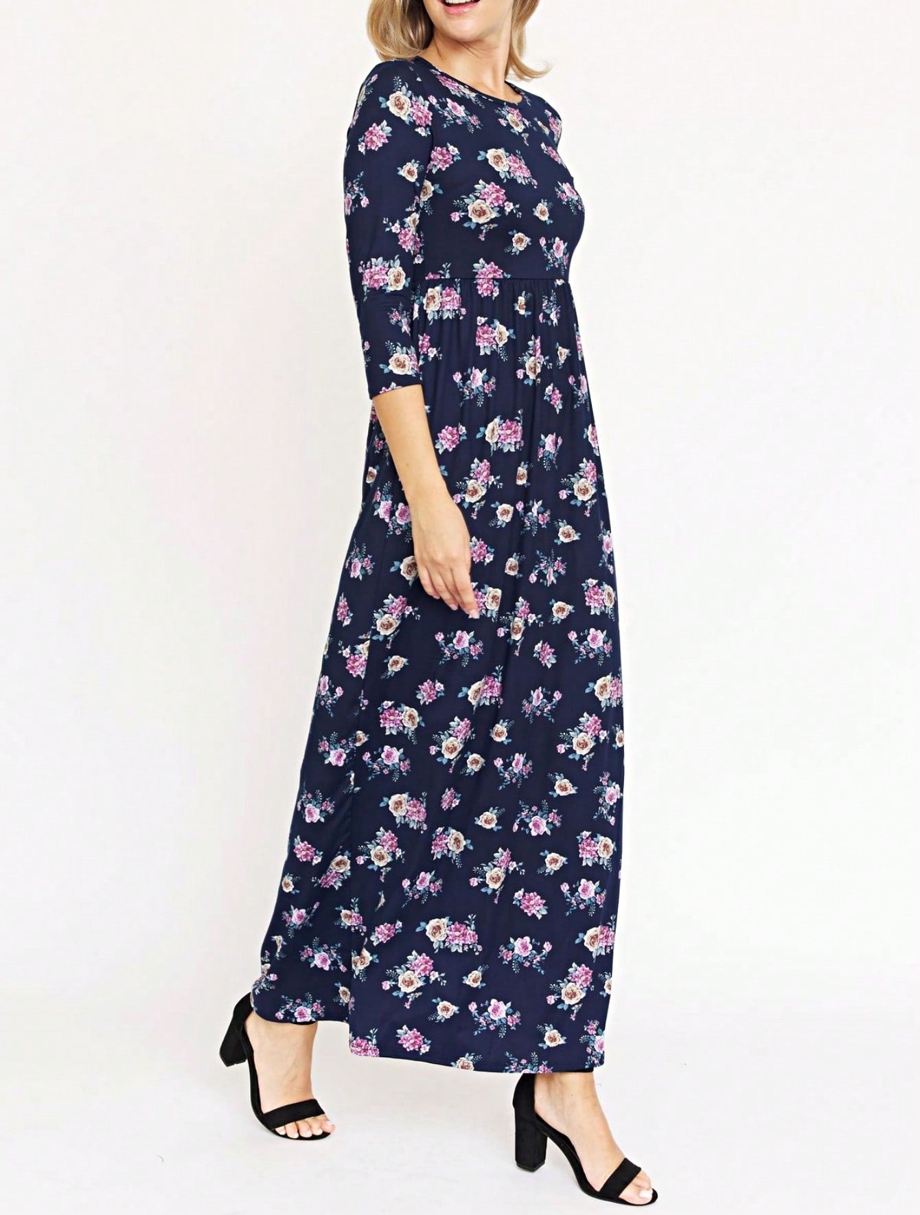 Tiered Tropical Short Sleeve Leaves Floral  Maxi Long Woven Dress