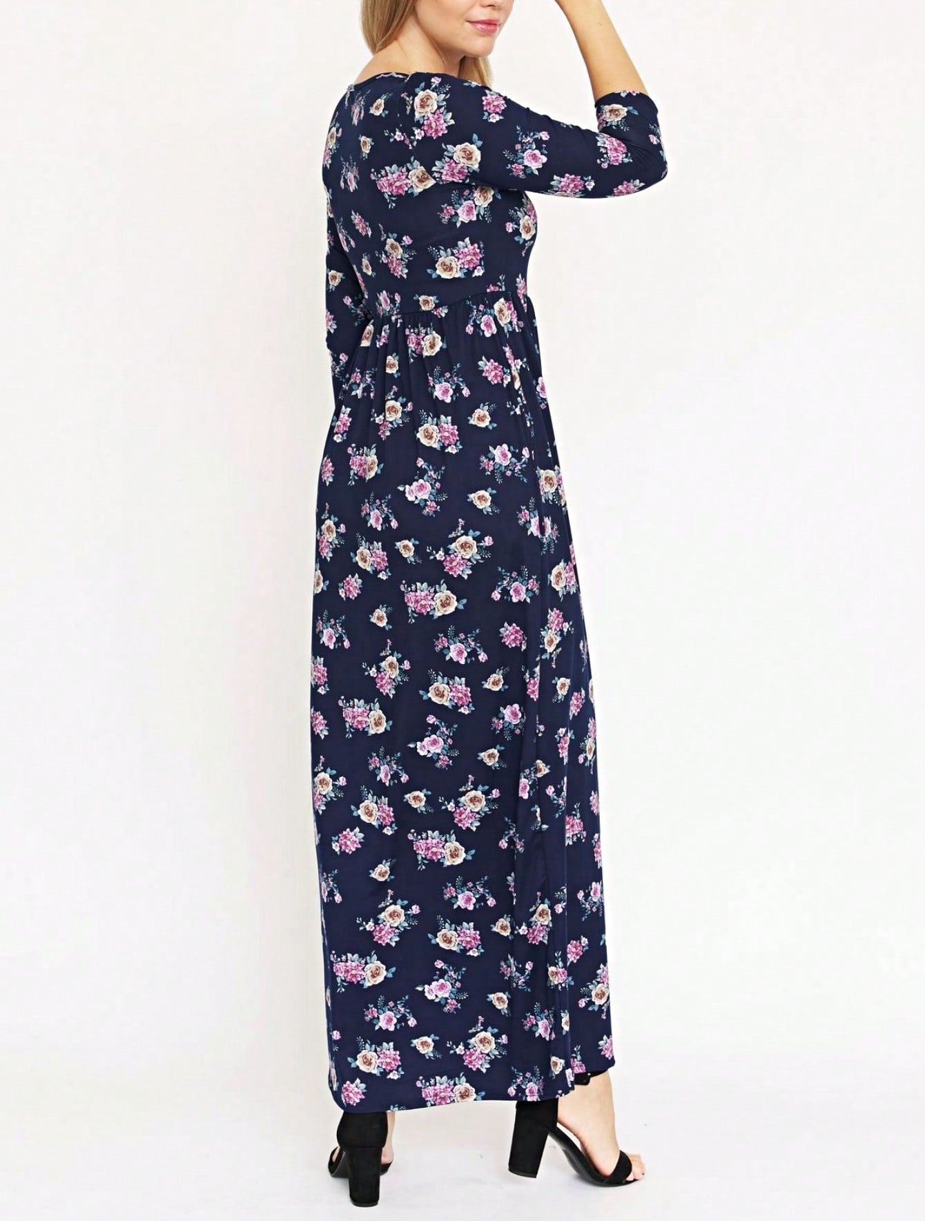 Tiered Tropical Short Sleeve Leaves Floral  Maxi Long Woven Dress