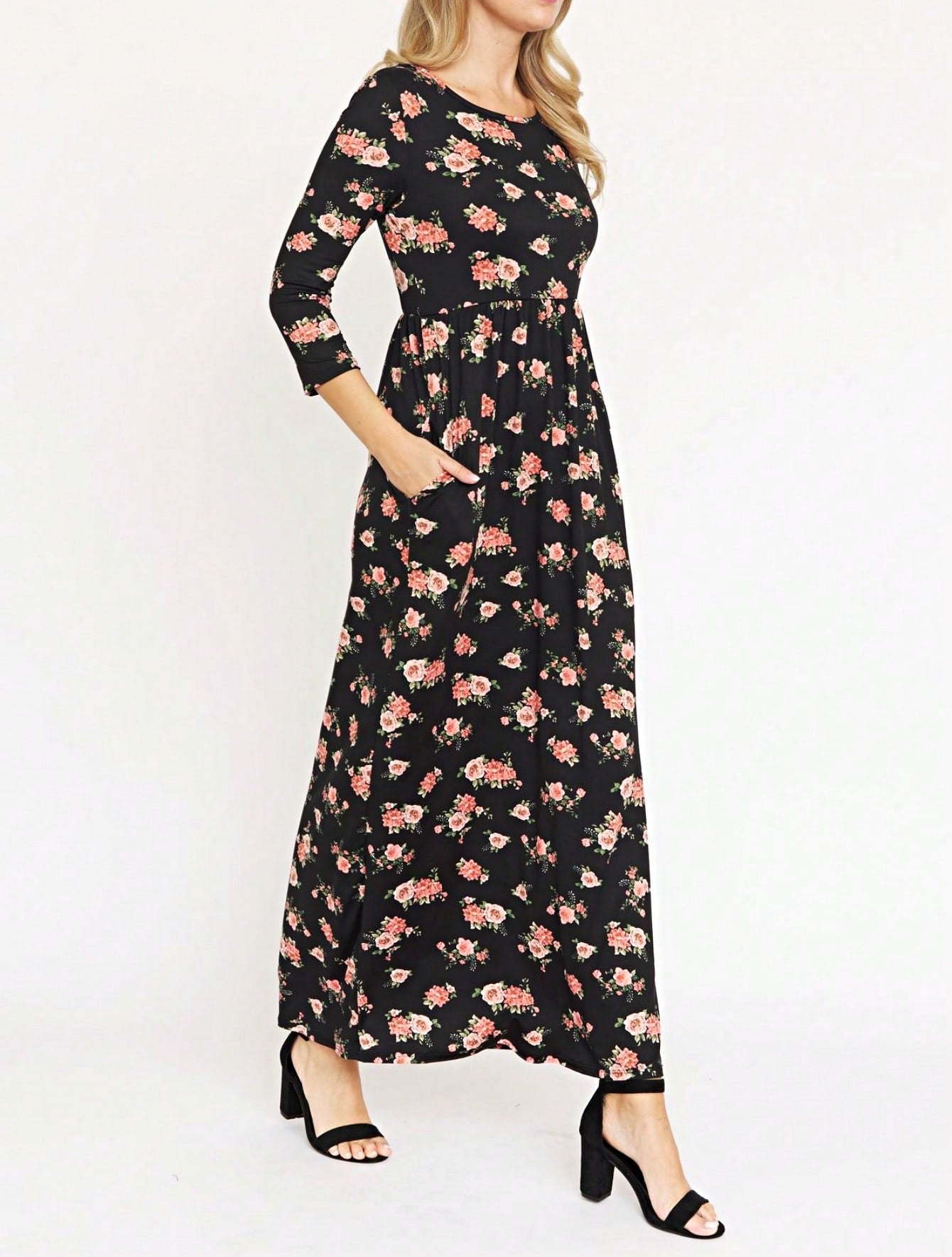 Tiered Tropical Short Sleeve Leaves Floral  Maxi Long Woven Dress