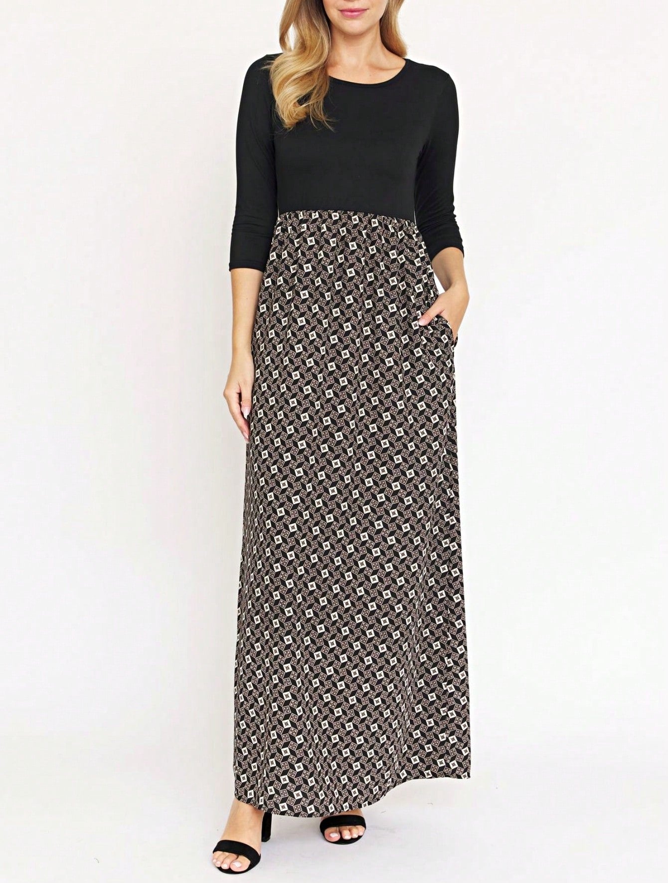 Tiered Tropical Short Sleeve Leaves Floral  Maxi Long Woven Dress