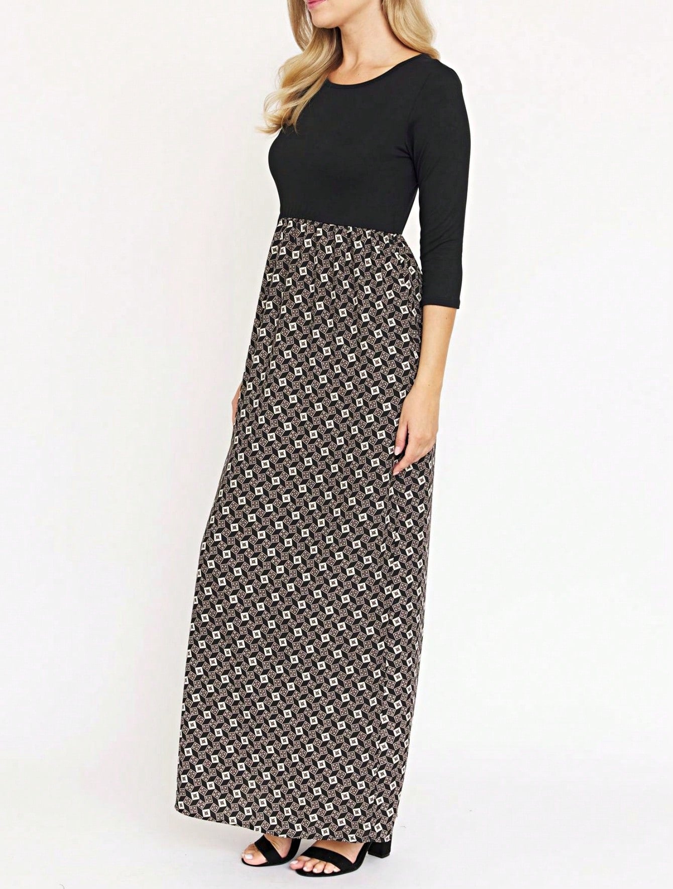 Tiered Tropical Short Sleeve Leaves Floral  Maxi Long Woven Dress