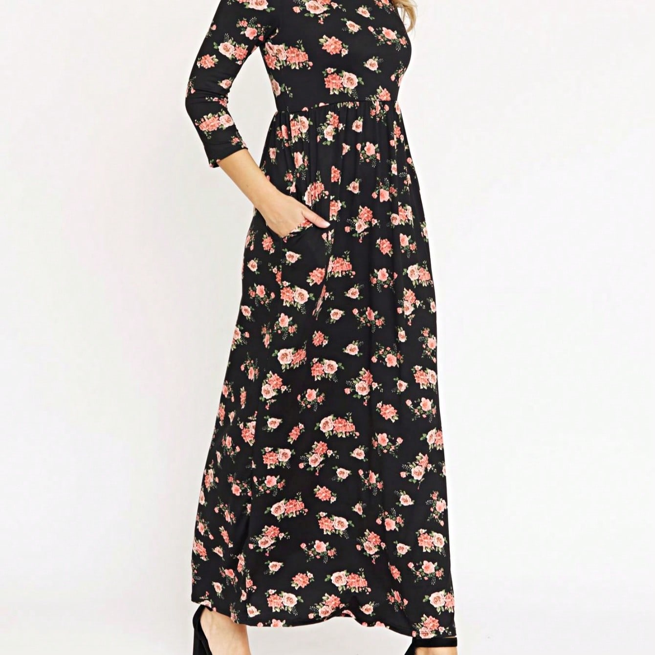 Tiered Tropical Short Sleeve Leaves Floral  Maxi Long Woven Dress