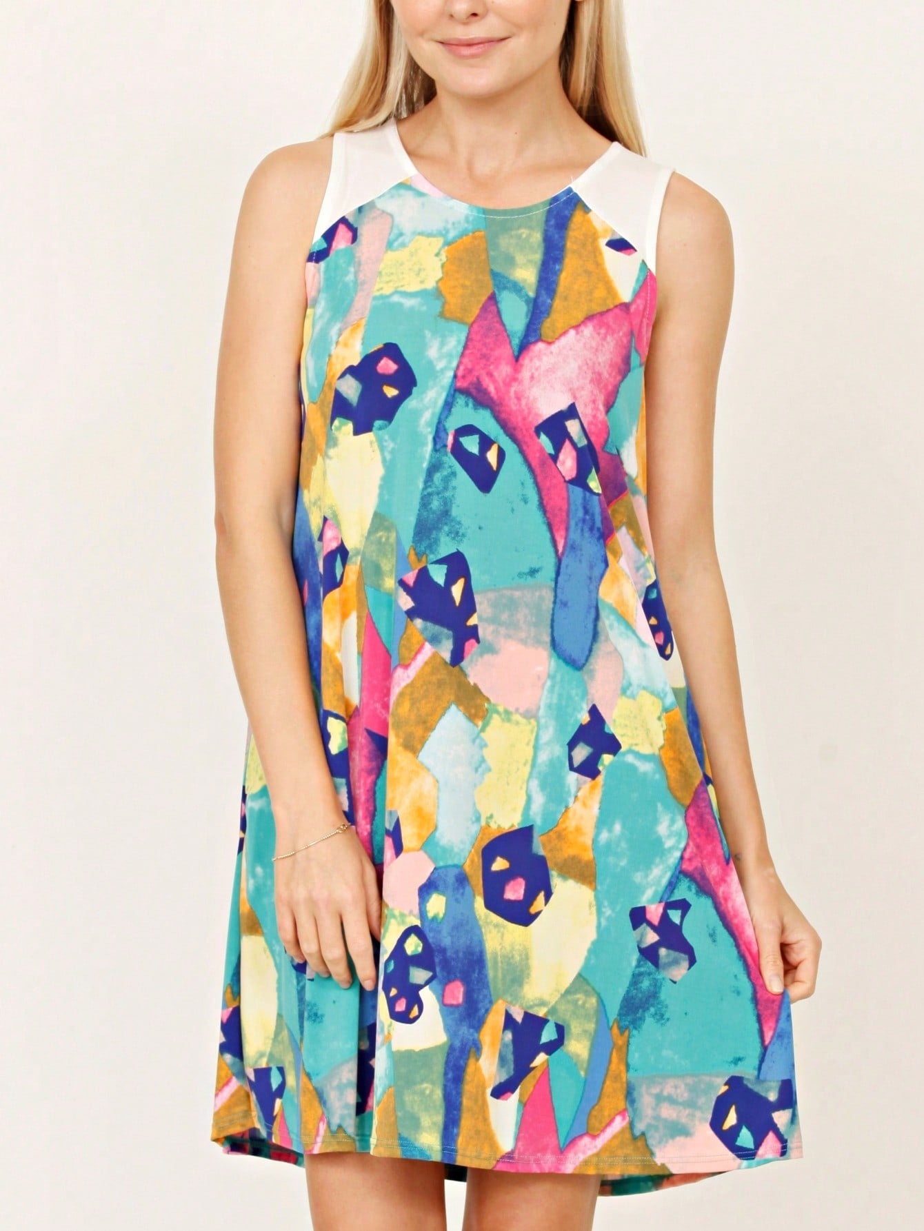 Boho Retro Tiered Front Tie Bow Polka Dot Dress Pink Blue Puff Sleeves