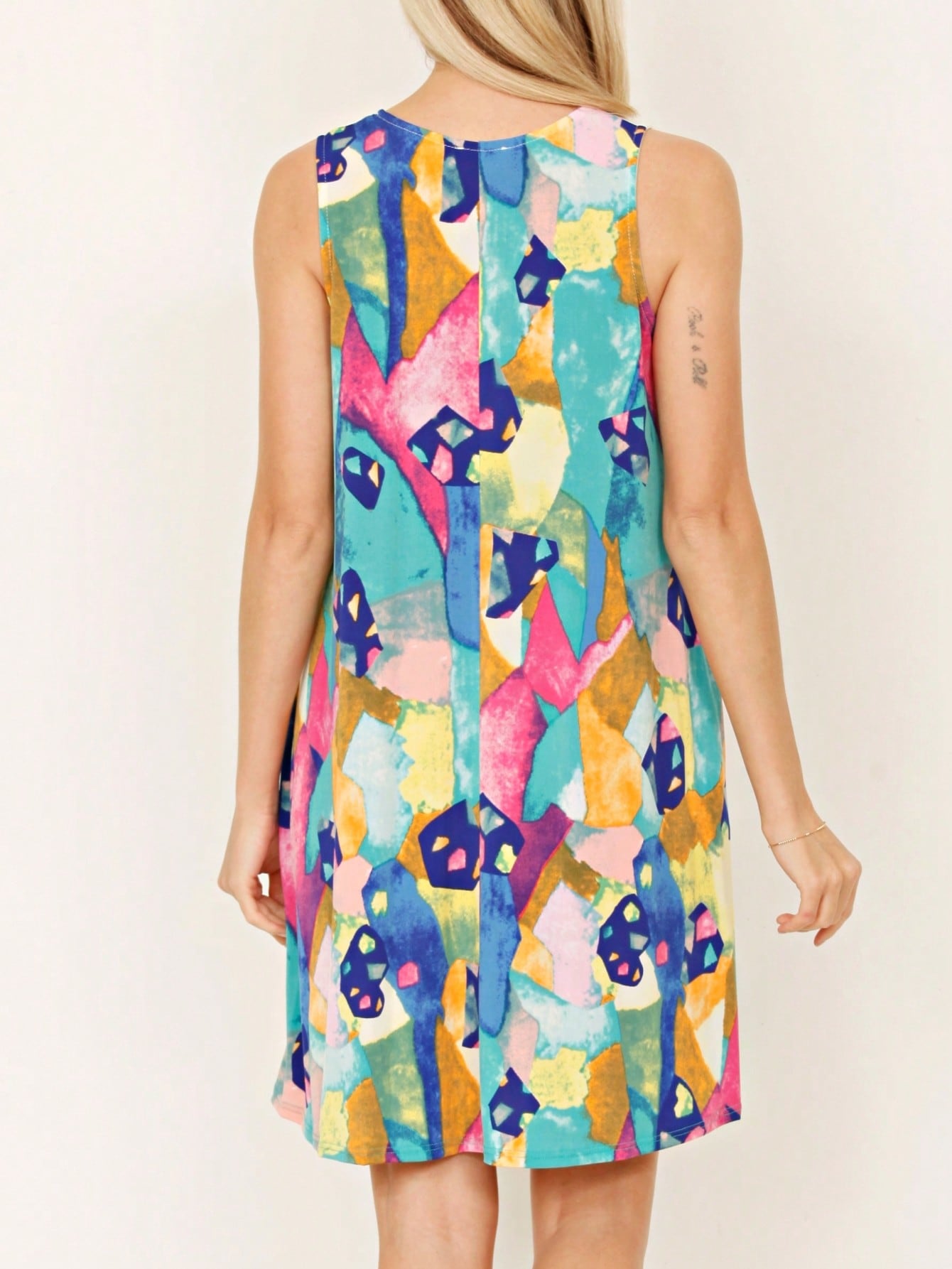 Boho Retro Tiered Front Tie Bow Polka Dot Dress Pink Blue Puff Sleeves