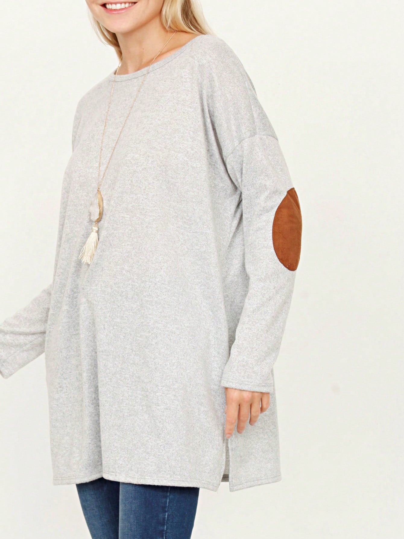 Boho Retro 90'sCheckered Solid Raglan Drop Shoulder Knit Top Sweatshirt Pullover Tunic