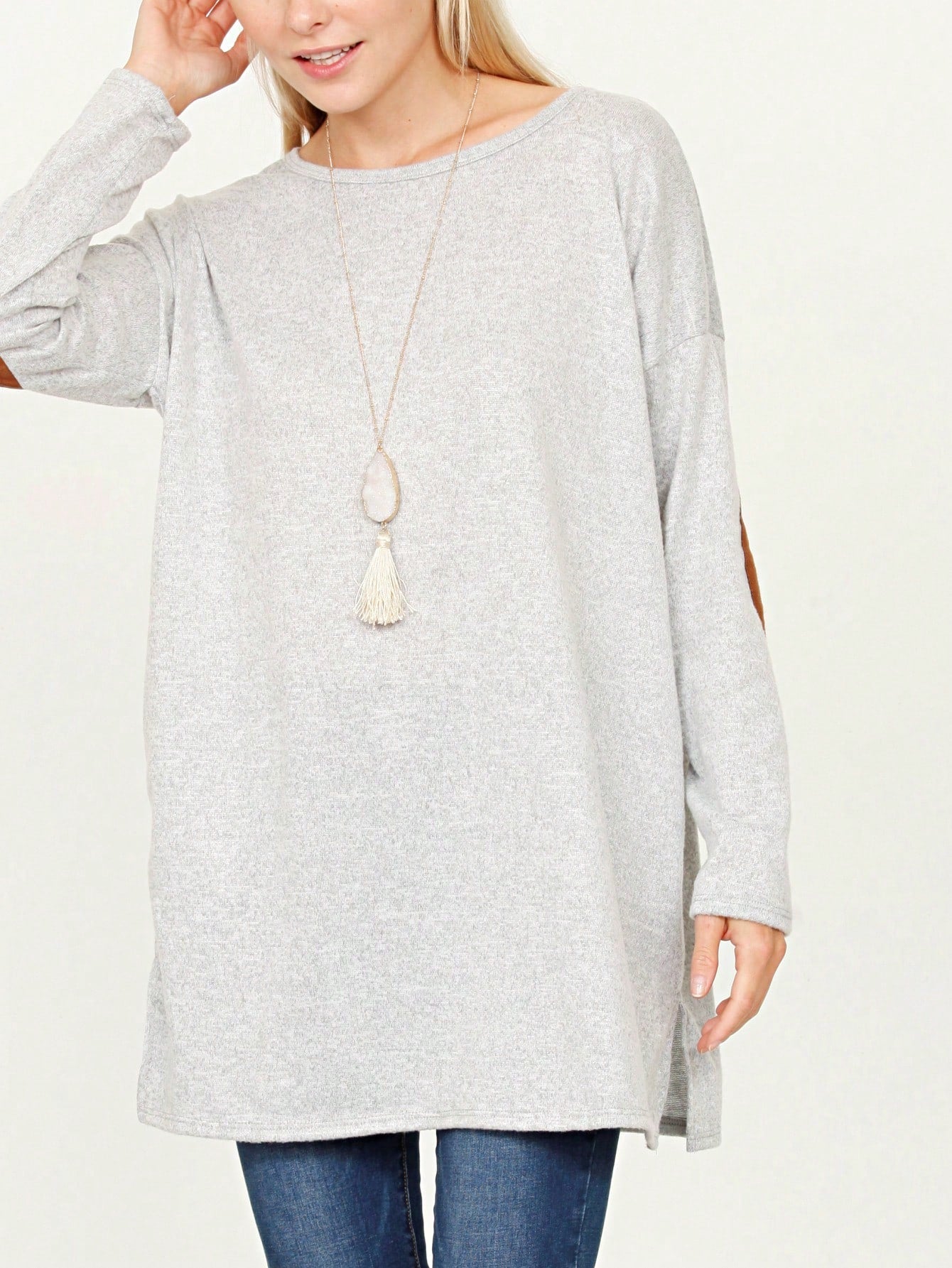 Boho Retro 90'sCheckered Solid Raglan Drop Shoulder Knit Top Sweatshirt Pullover Tunic