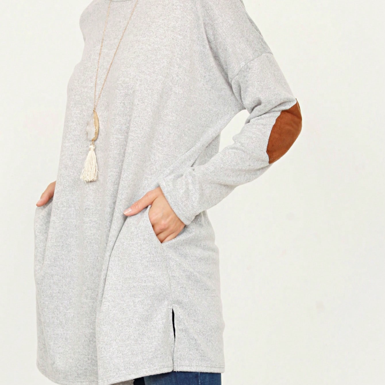 Boho Retro 90'sCheckered Solid Raglan Drop Shoulder Knit Top Sweatshirt Pullover Tunic