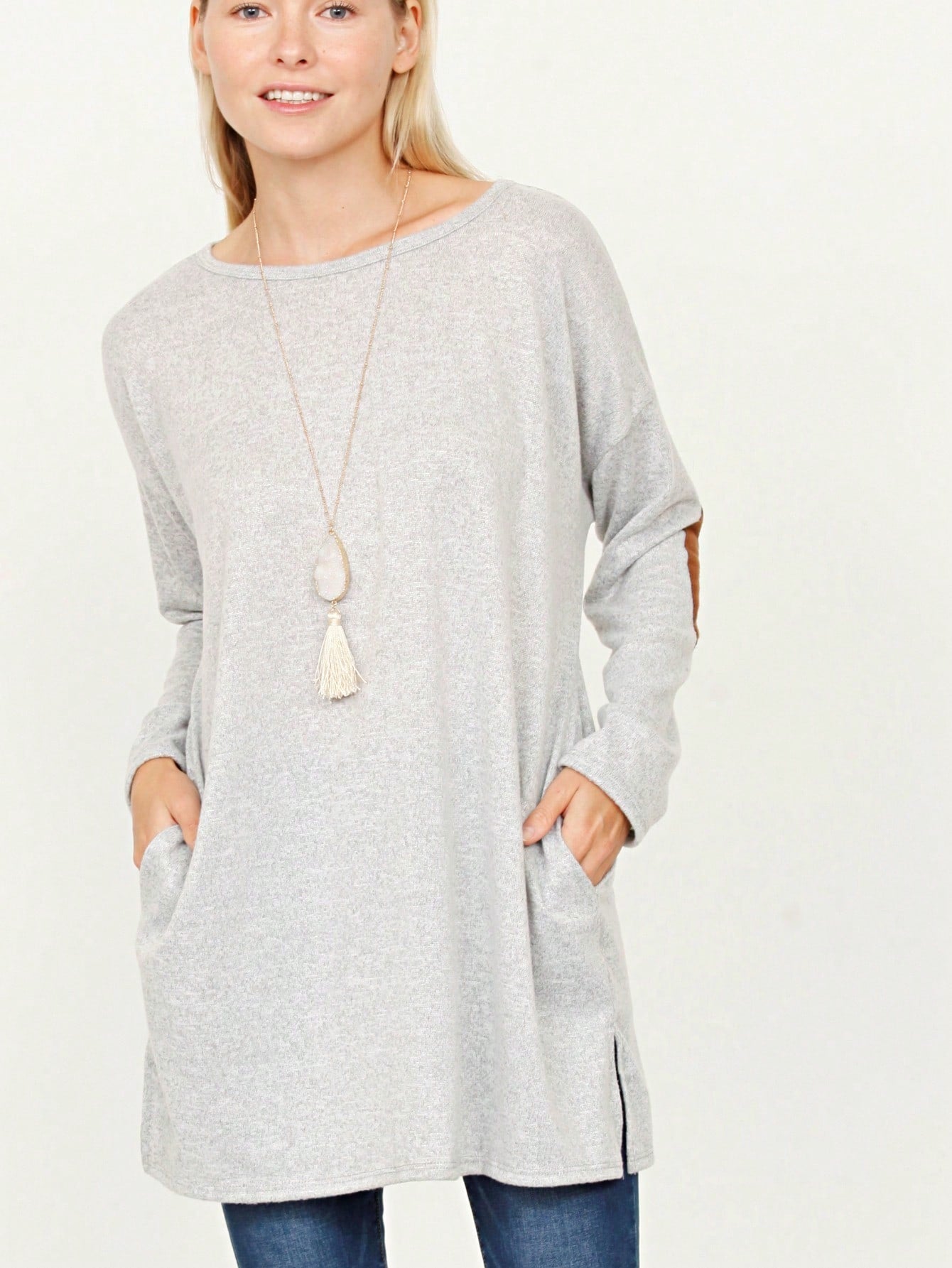 Boho Retro 90'sCheckered Solid Raglan Drop Shoulder Knit Top Sweatshirt Pullover Tunic