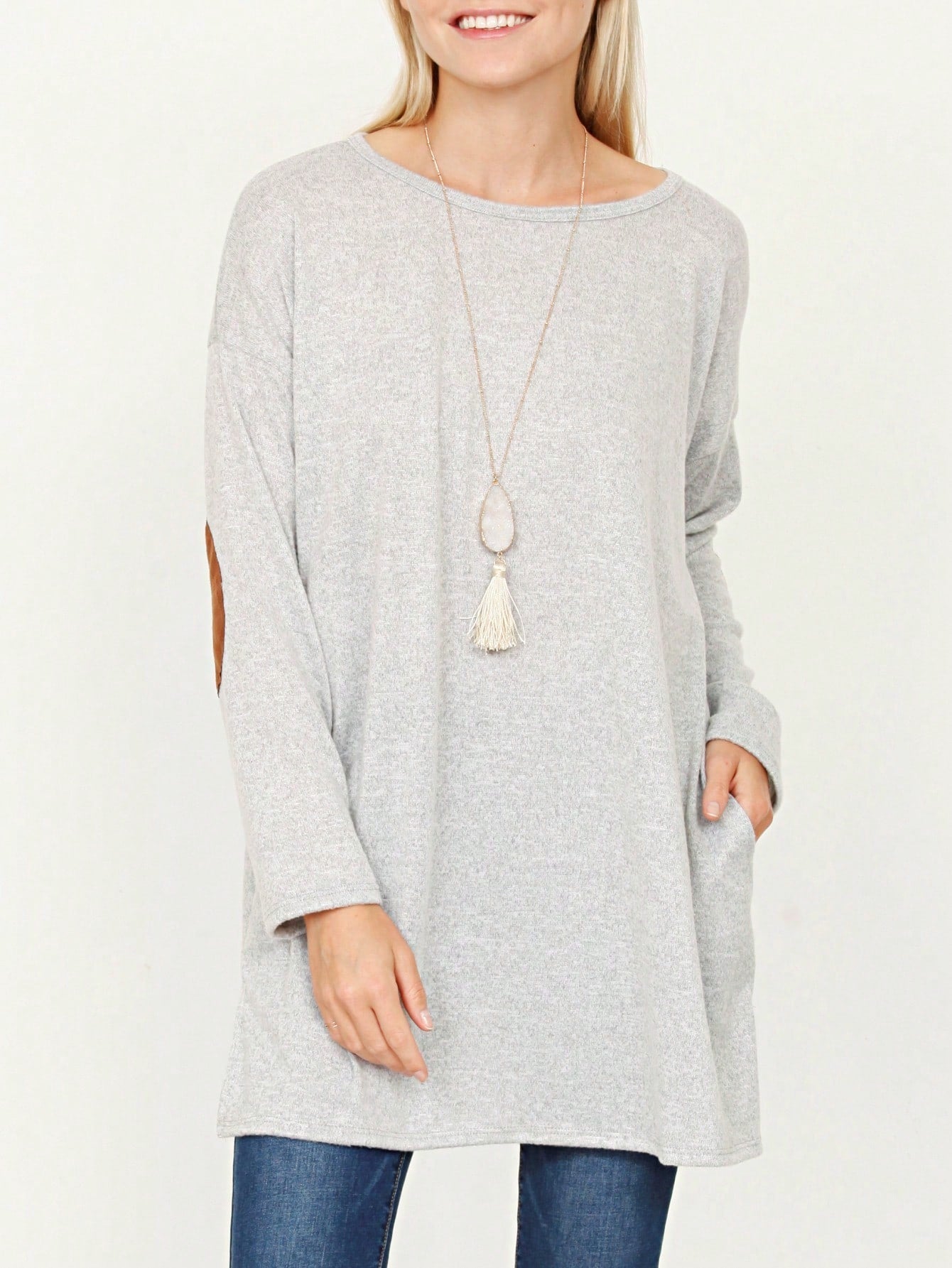 Boho Retro 90'sCheckered Solid Raglan Drop Shoulder Knit Top Sweatshirt Pullover Tunic