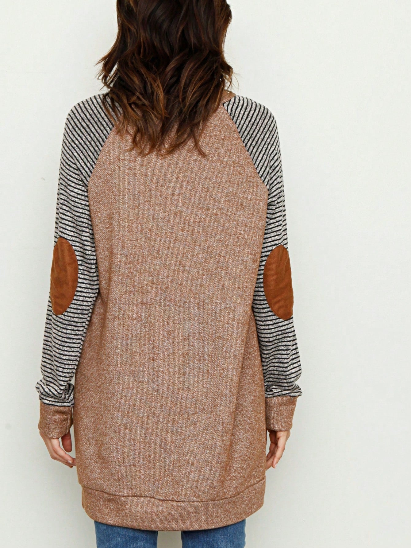Boho Retro 90'sCheckered Solid Raglan Drop Shoulder Knit Top Sweatshirt Pullover Tunic