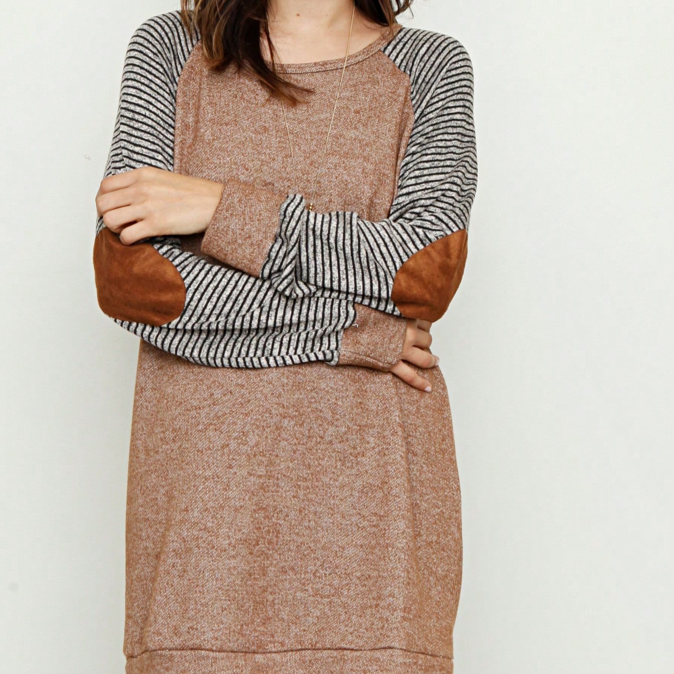 Boho Retro 90'sCheckered Solid Raglan Drop Shoulder Knit Top Sweatshirt Pullover Tunic