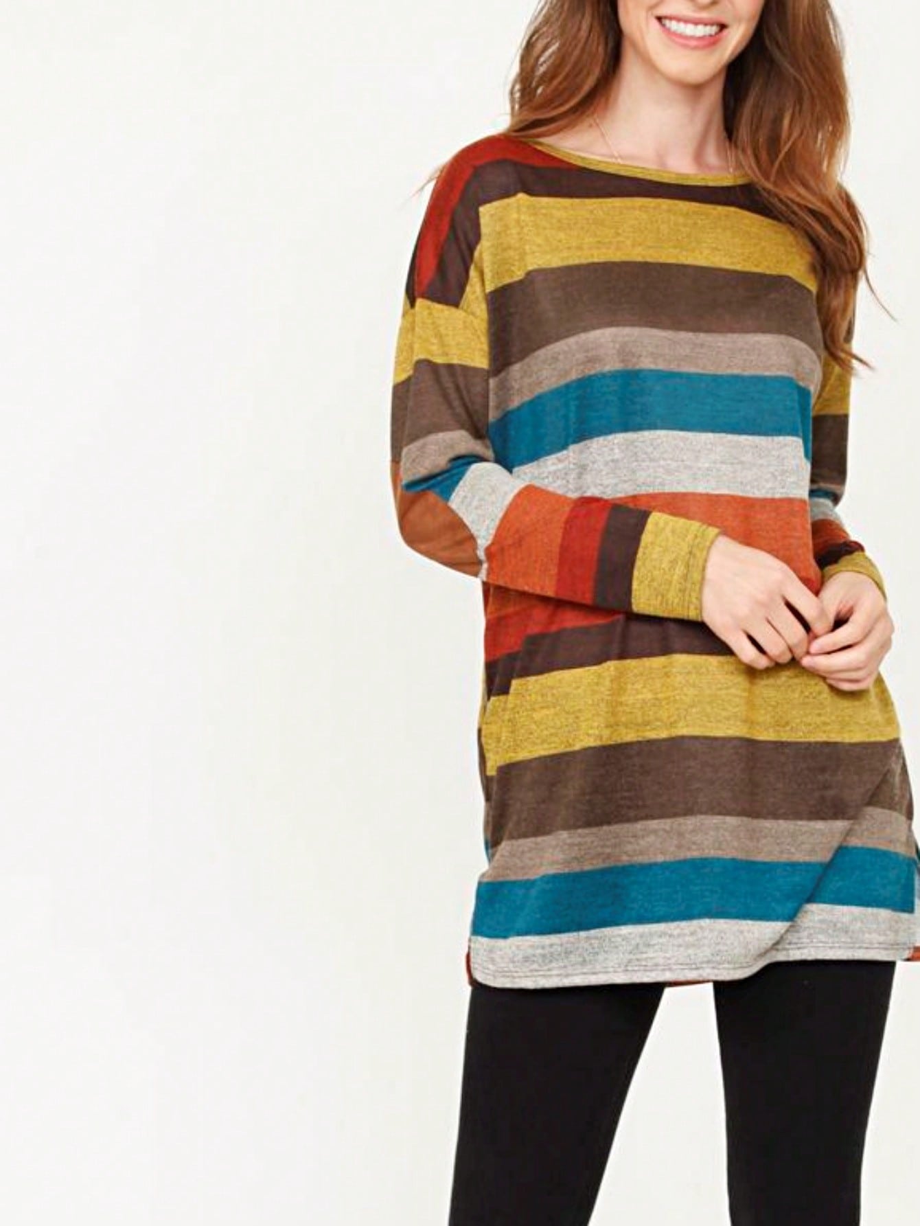 Boho Retro 90'sCheckered Solid Raglan Drop Shoulder Knit Top Sweatshirt Pullover Tunic