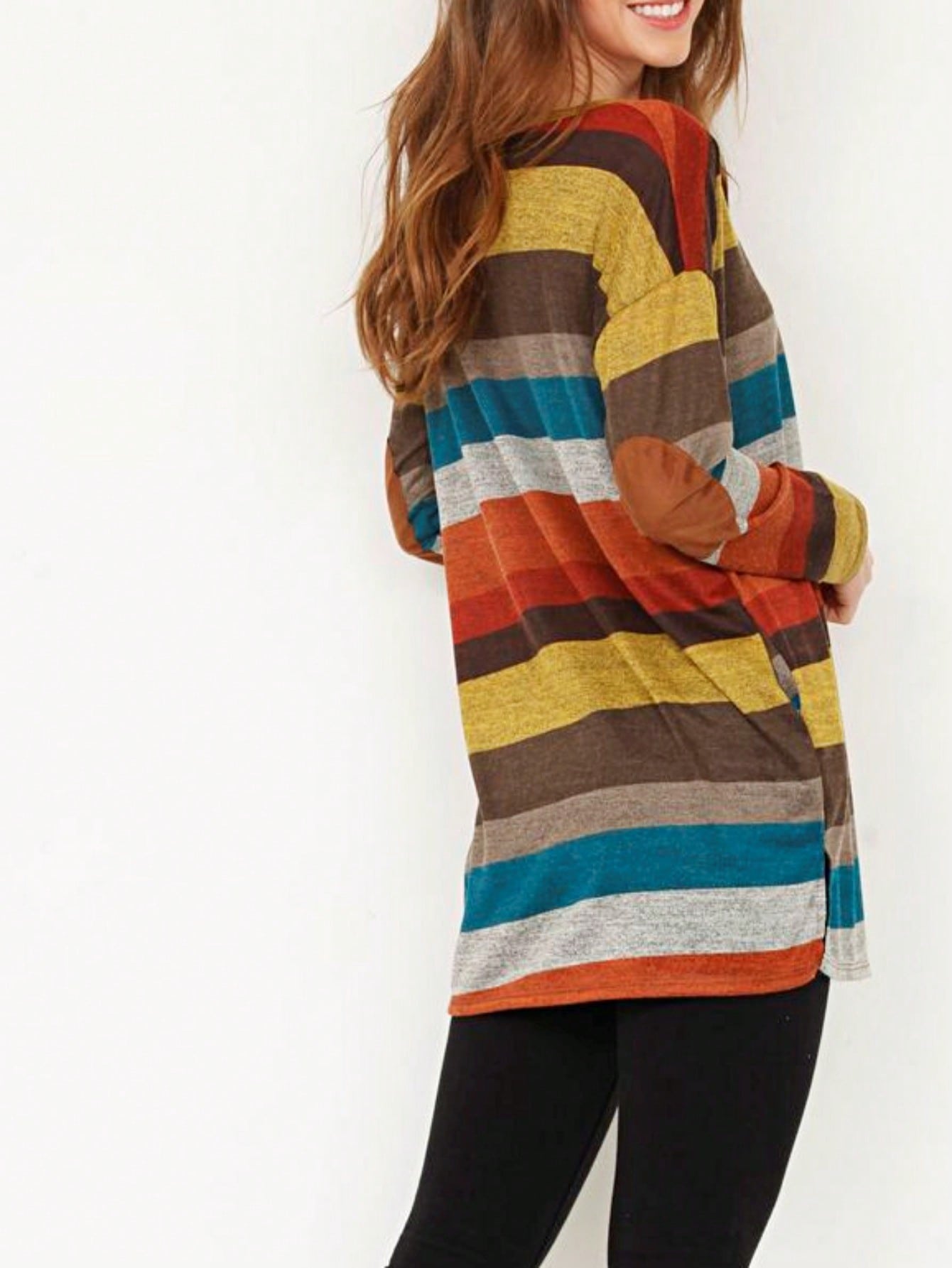 Boho Retro 90'sCheckered Solid Raglan Drop Shoulder Knit Top Sweatshirt Pullover Tunic