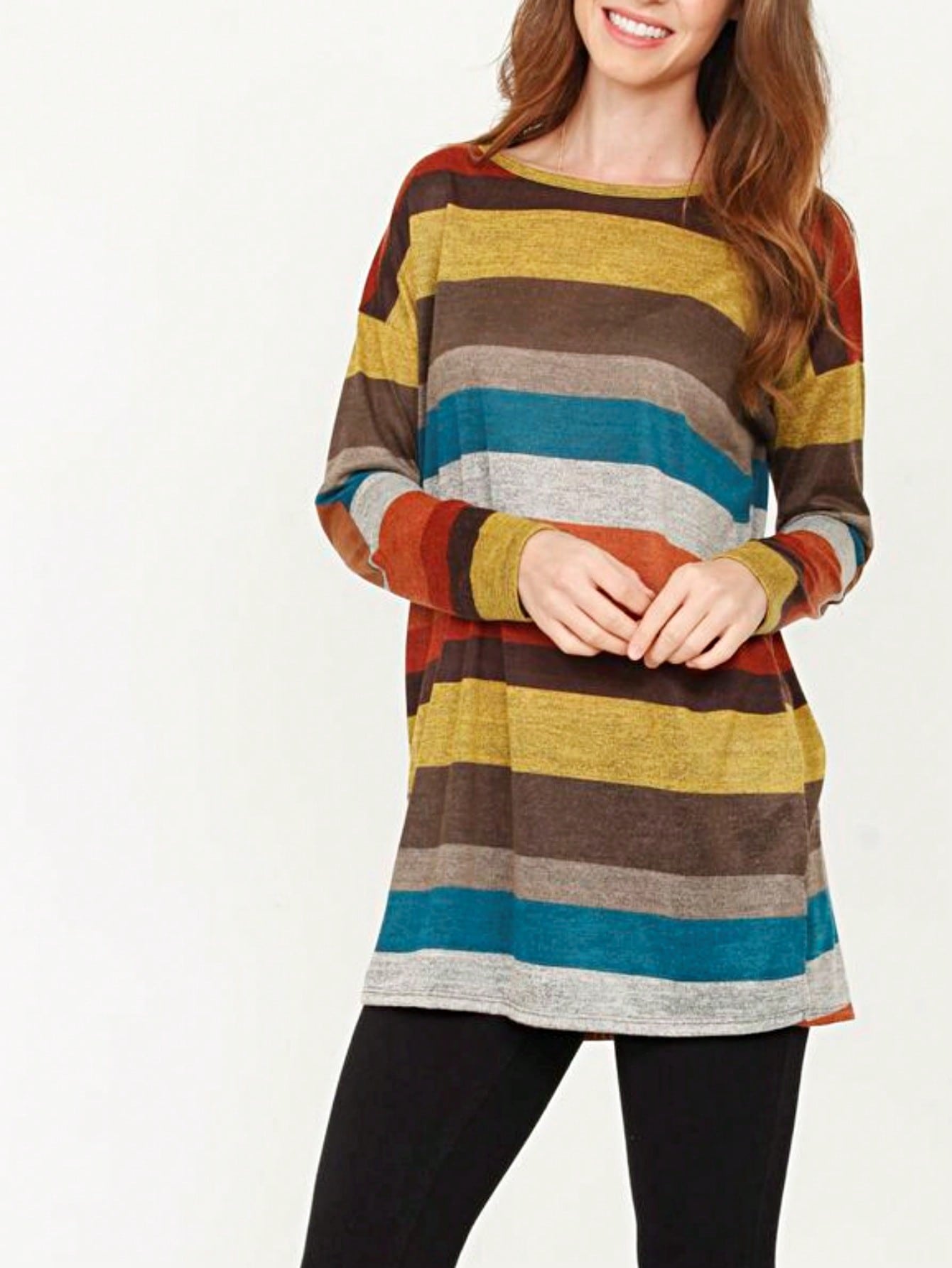 Boho Retro 90'sCheckered Solid Raglan Drop Shoulder Knit Top Sweatshirt Pullover Tunic