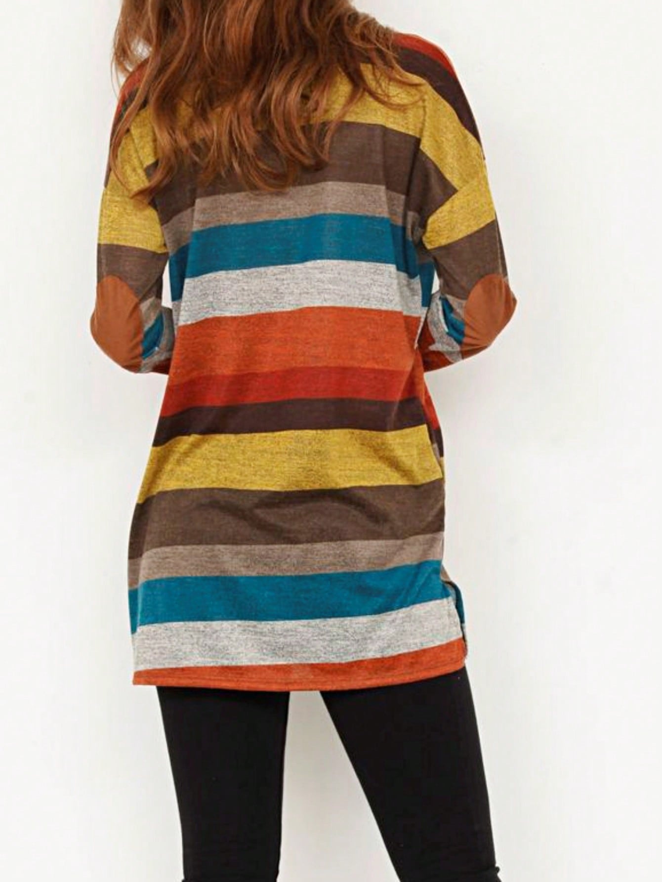 Boho Retro 90'sCheckered Solid Raglan Drop Shoulder Knit Top Sweatshirt Pullover Tunic