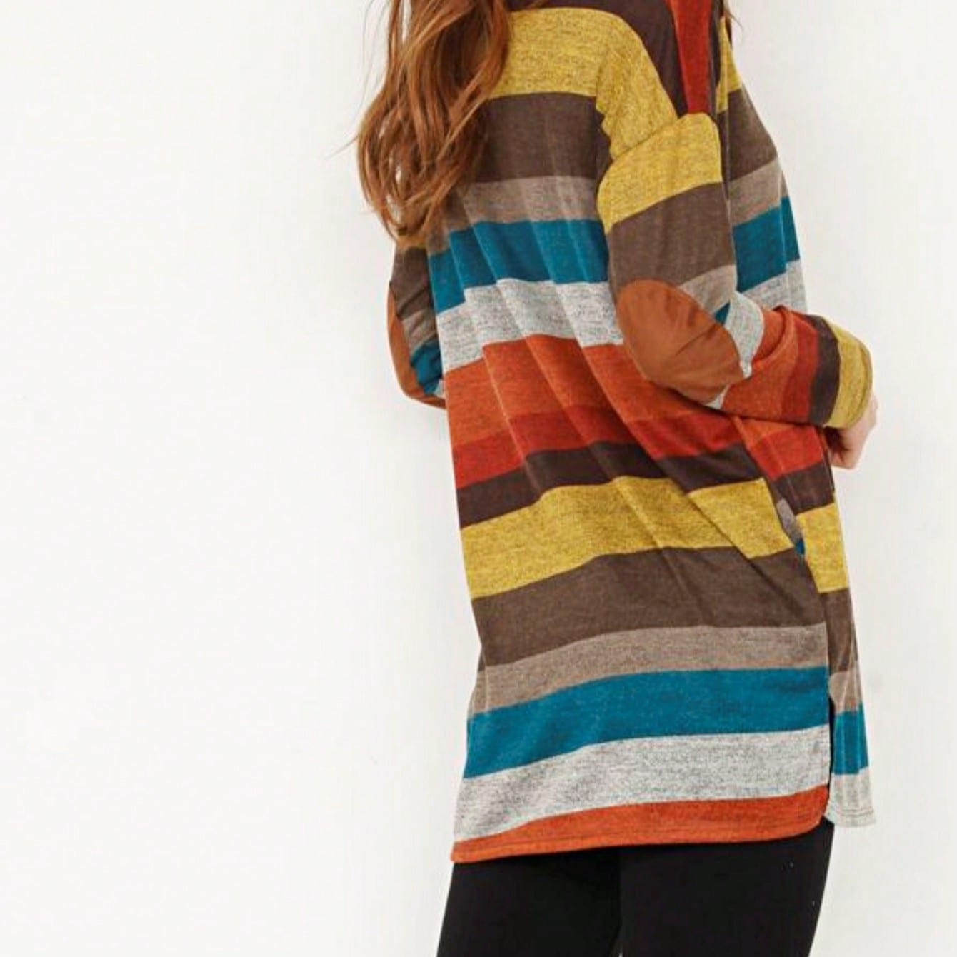 Boho Retro 90'sCheckered Solid Raglan Drop Shoulder Knit Top Sweatshirt Pullover Tunic
